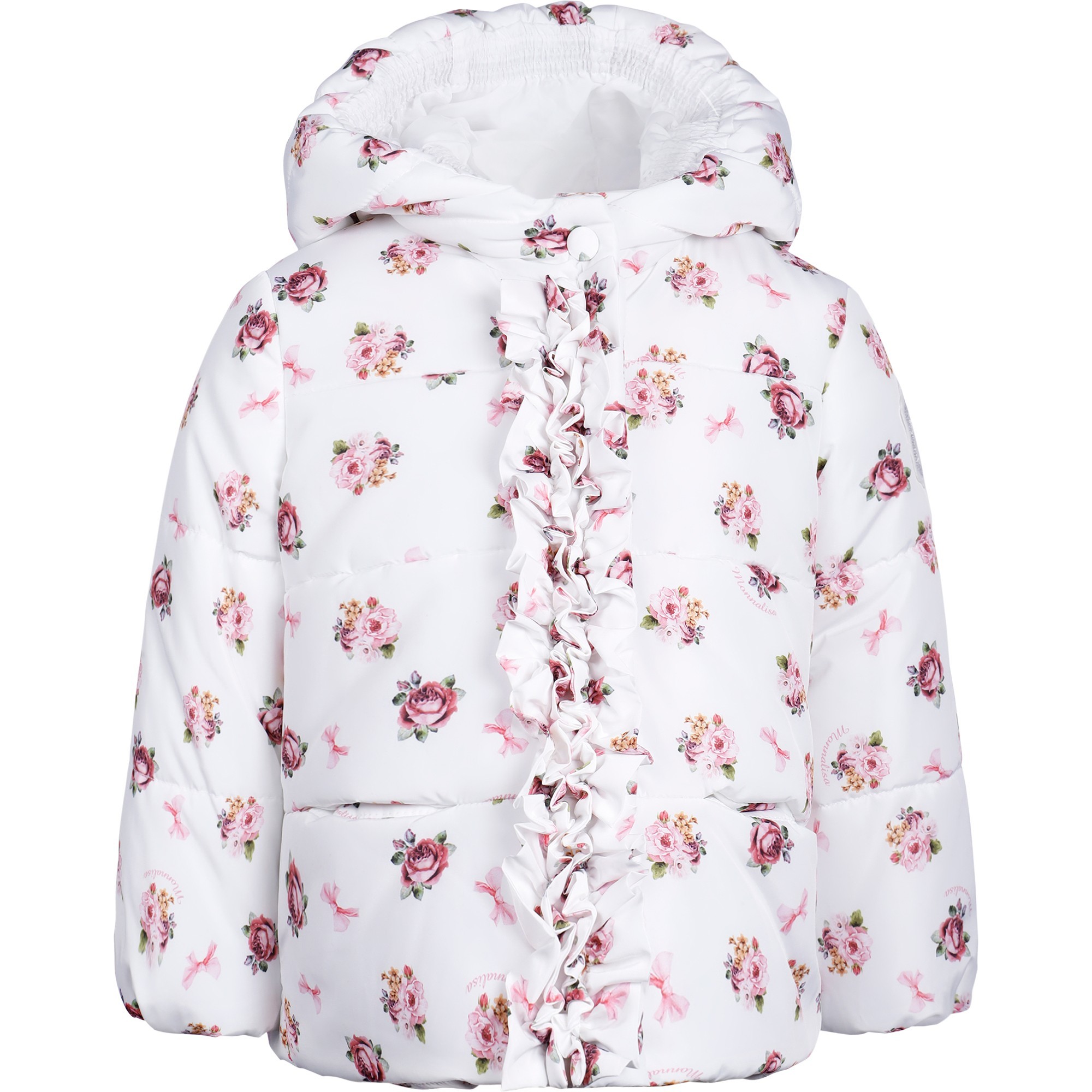 Monnalisa Baby Floral Padded Jacket in White