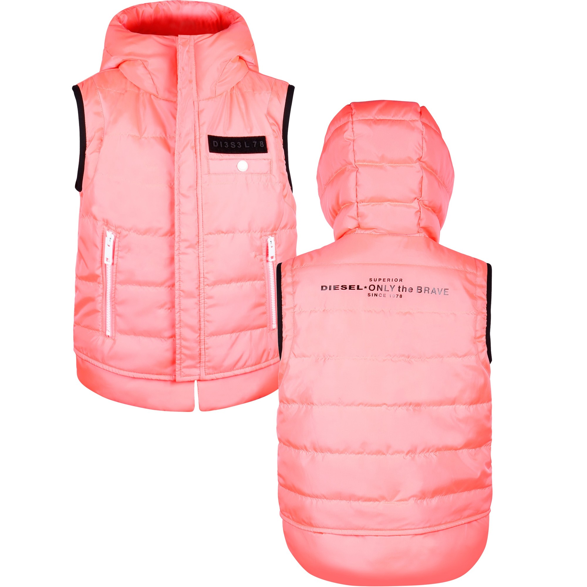 Diesel Girls Neon Hooded Extendable Gilet in Pink —