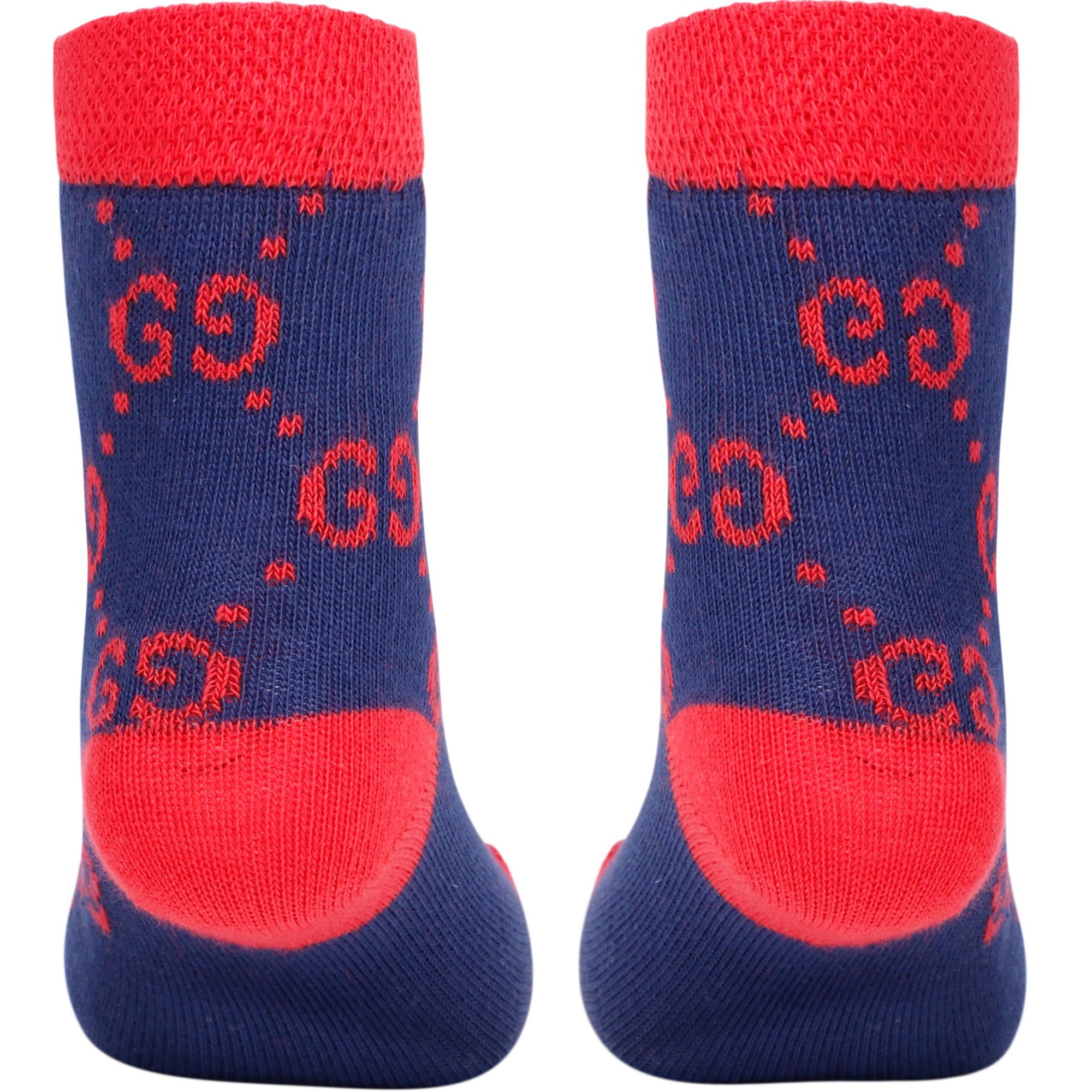 Gucci Baby "GG" Knit Socks in Navy & Red