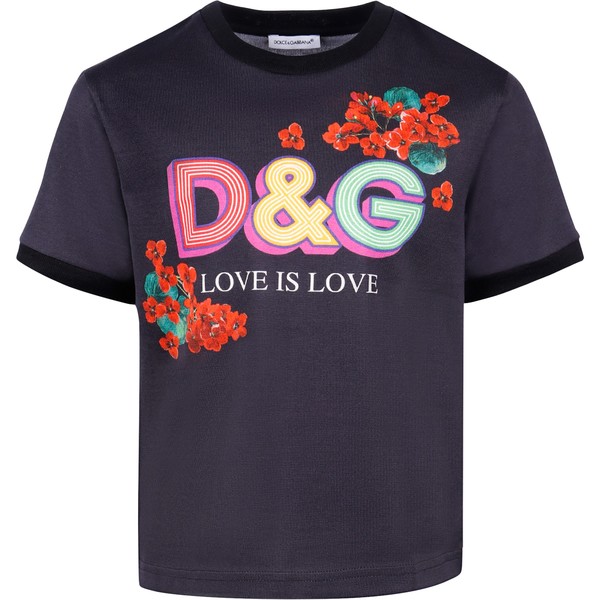 Girls Poppy Love Is Love Logo T-Shirt in Black