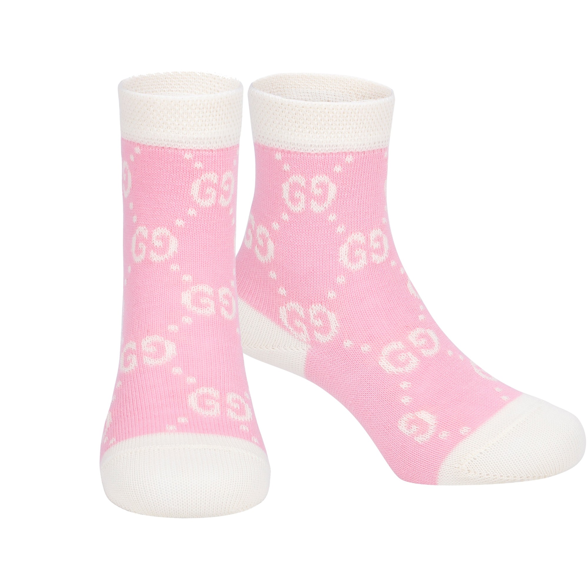 Gucci Baby "GG" Knit Socks in TwoTone Pink —