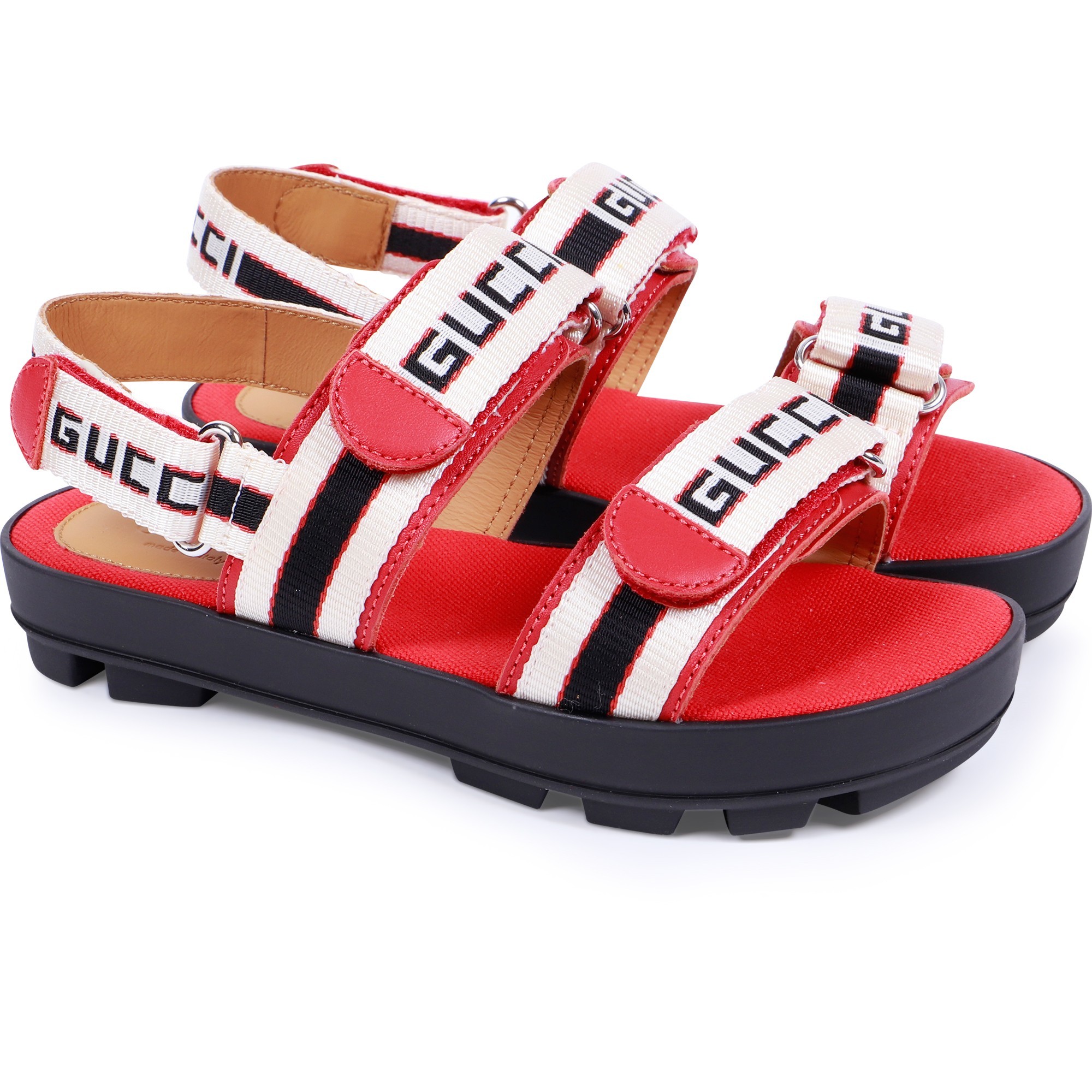  Gucci  Velcro Logo Sandal  in Red BAMBINIFASHION COM