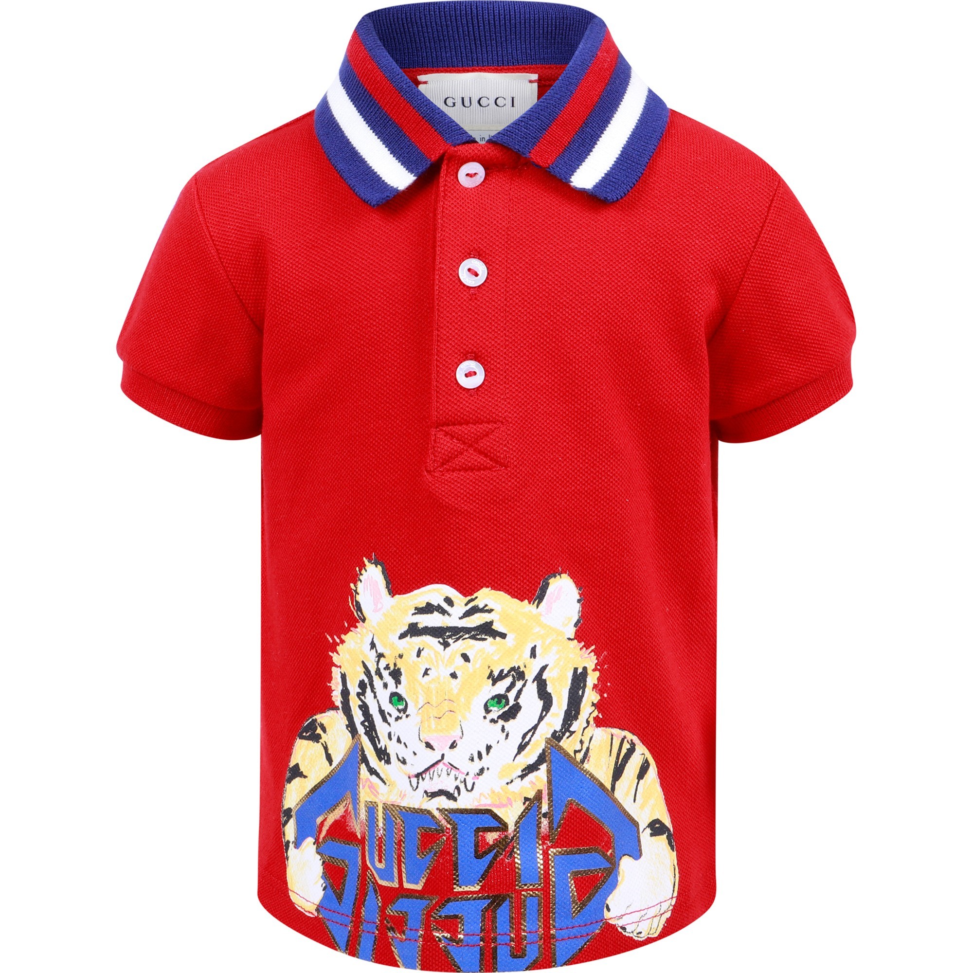 Gucci Baby Tiger Polo Shirt Playsuit in Red