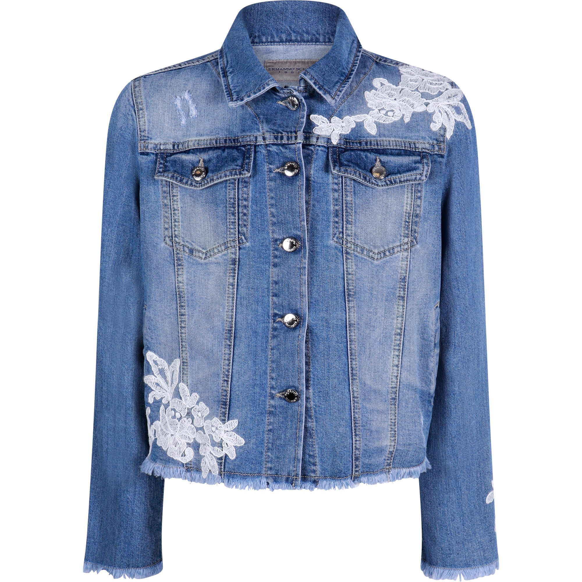 denim jacket with lace