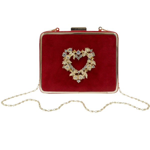 David Charles Girls Crystal Heart Clutch in Red