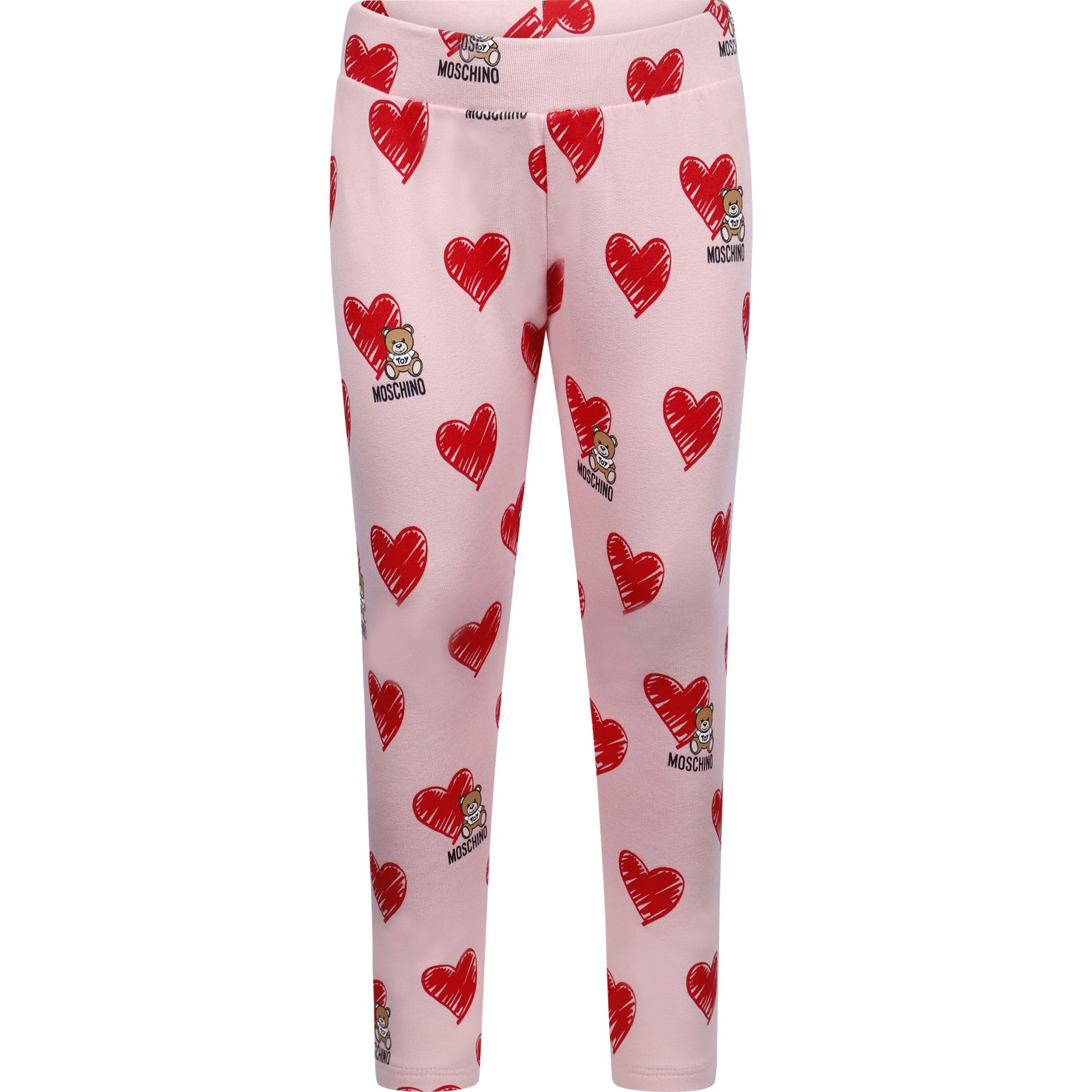 Baby Teddy Heart Leggings in Pink