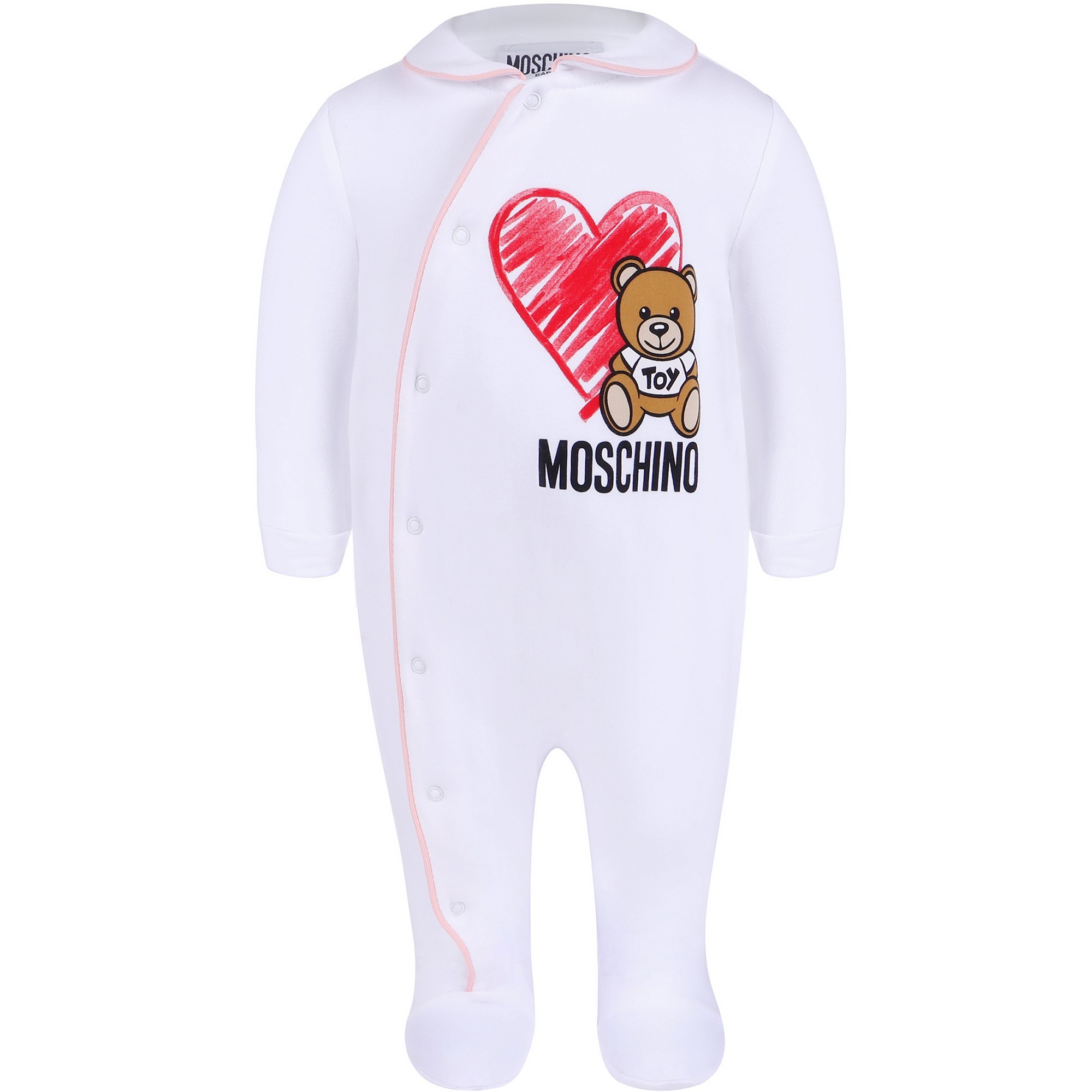 Moschino Baby Teddy Heart Onesie Set in Grey & White