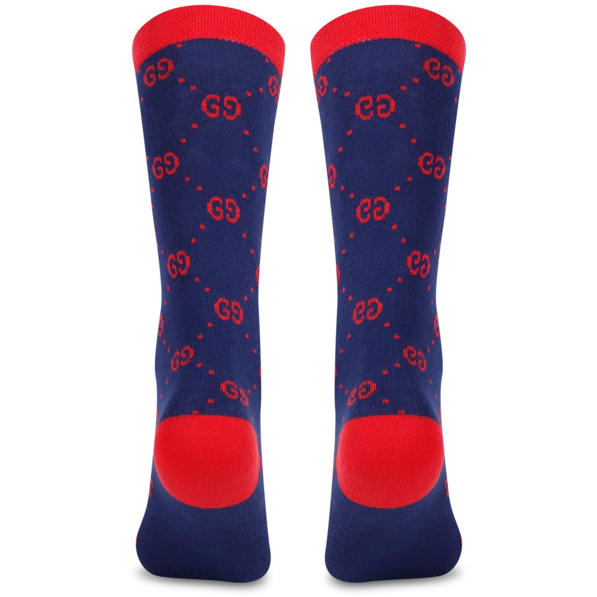 Gucci GG Knit Socks in Navy & Red