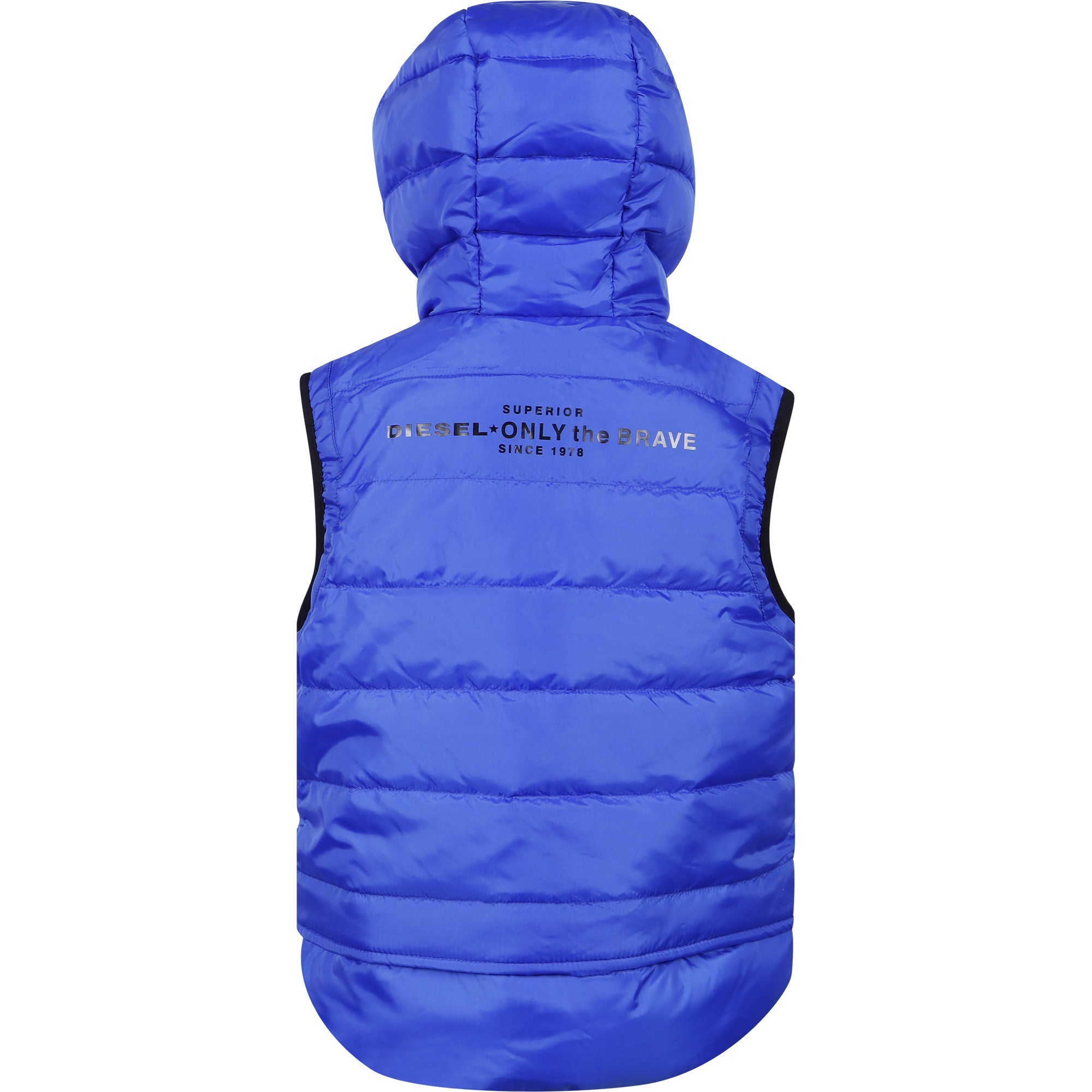 Diesel Boys Hooded Extendable Gilet in Blue