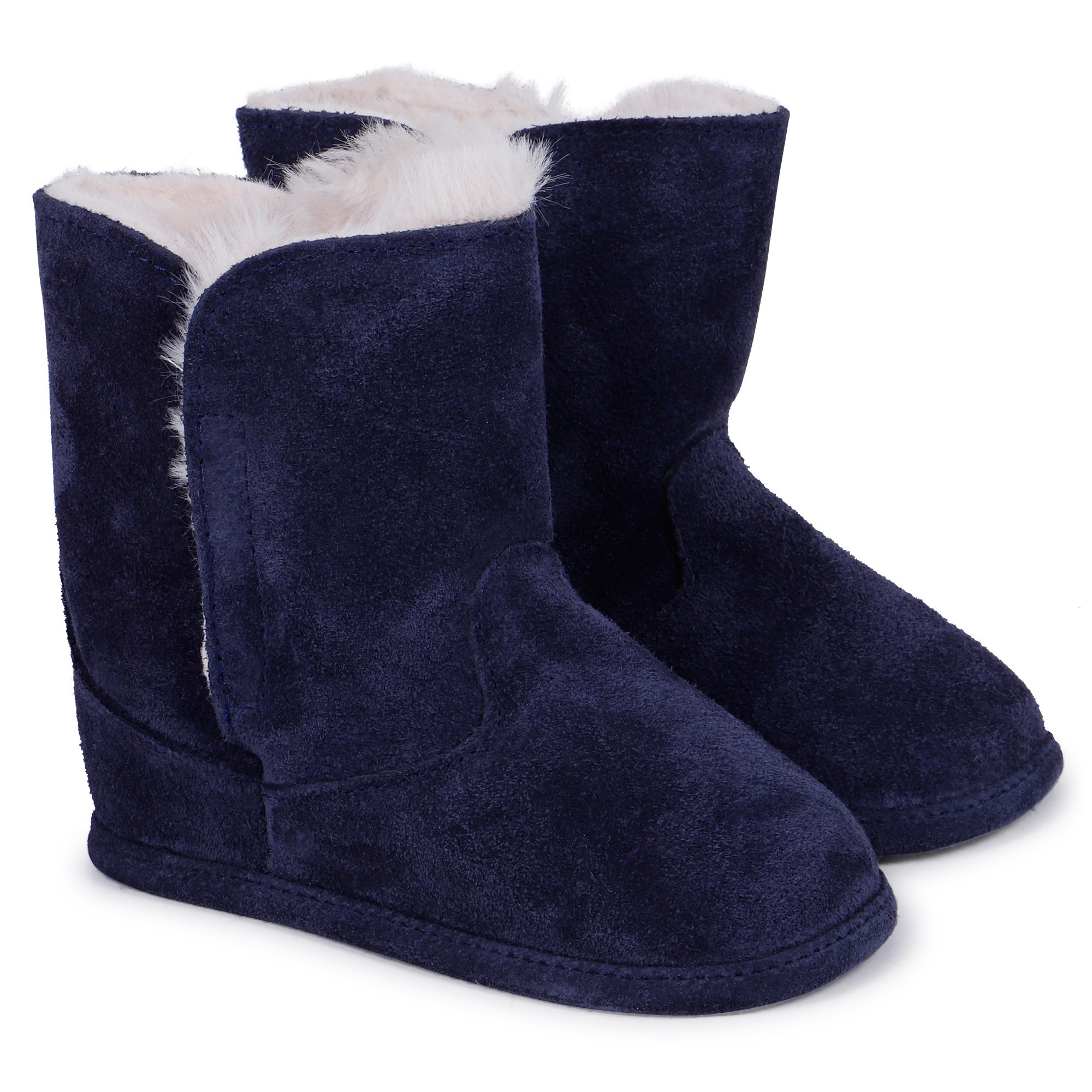 Il Gufo Baby Fleece Lined Suede Boots in Blue