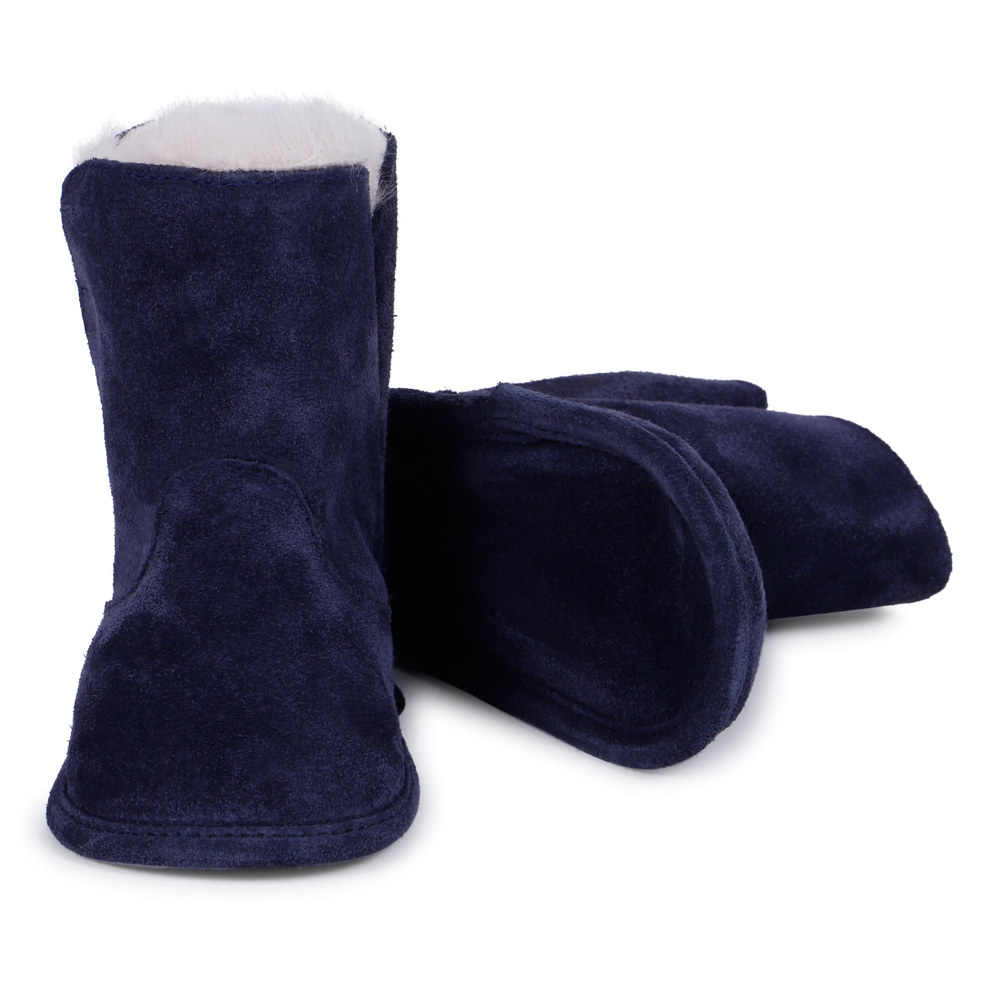 Il Gufo Baby Fleece Lined Suede Boots in Blue