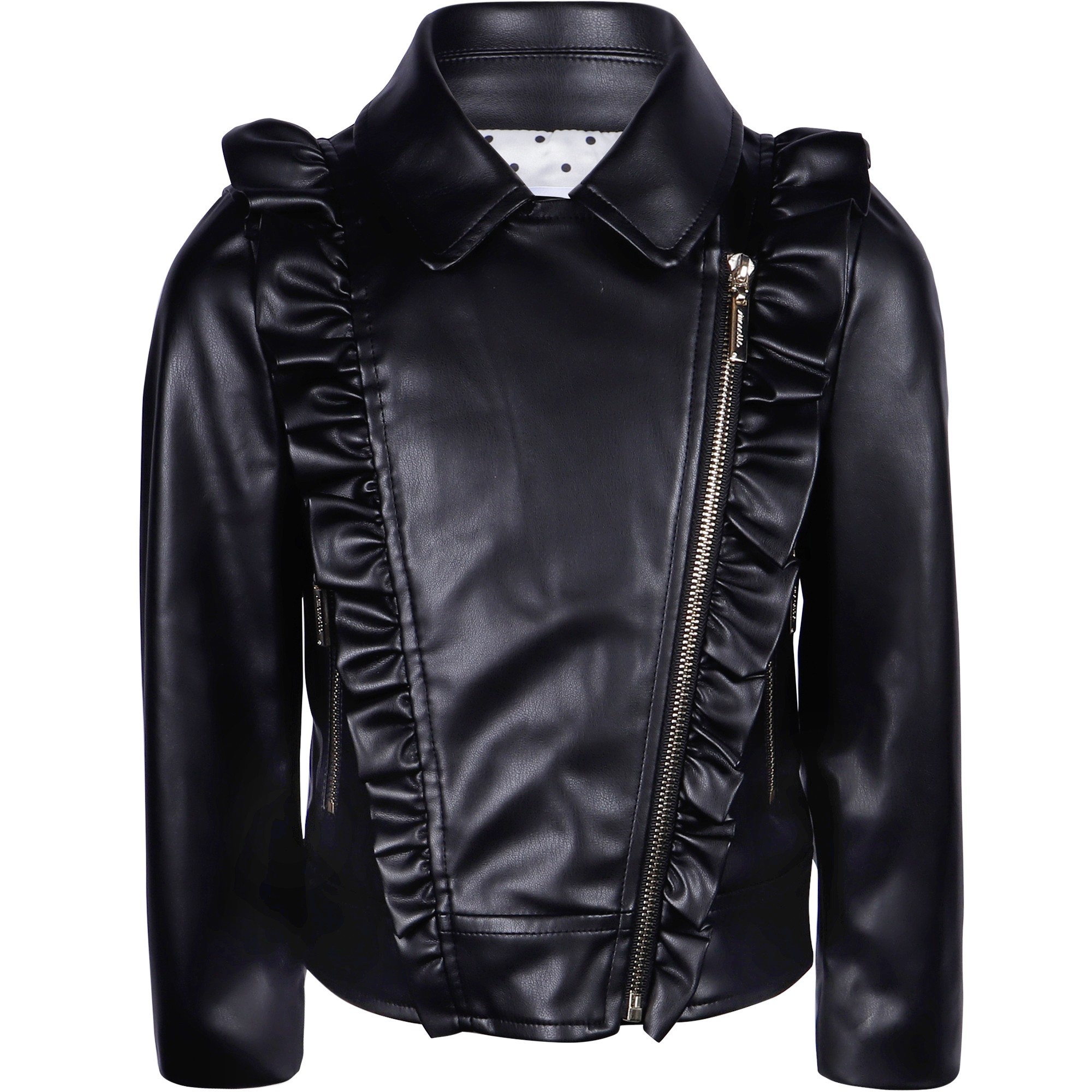 Girls Faux Leather Jacket in Black —