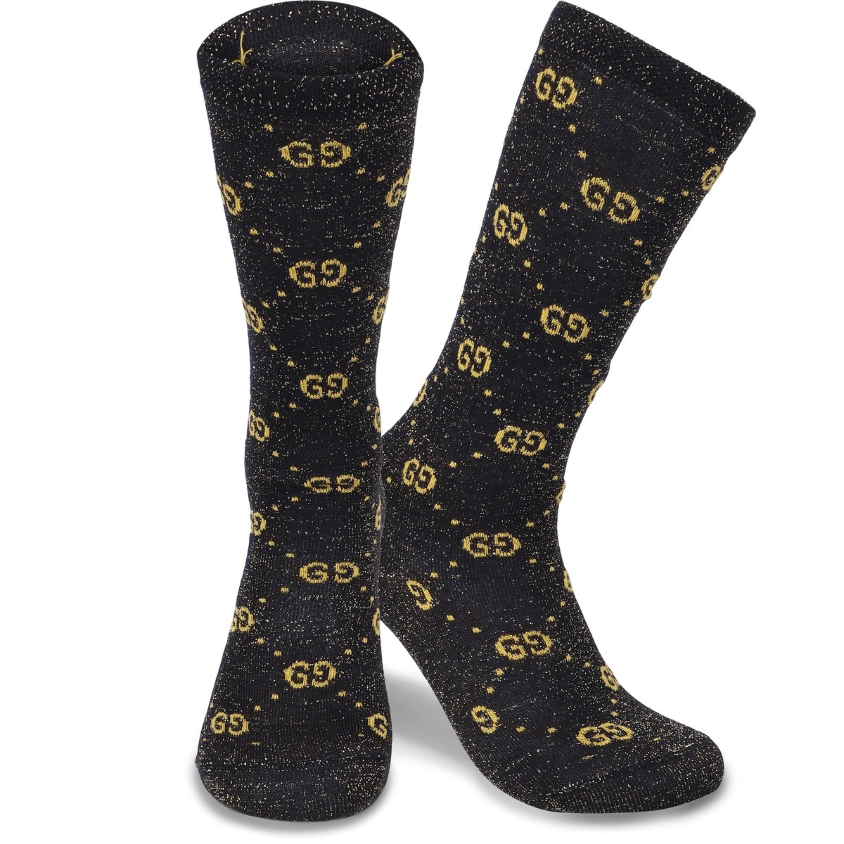 Gucci Sparkly "GG" Socks in Black & Gold