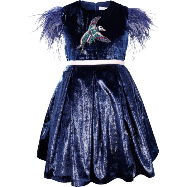 Girls Hummingbird & Feather Sleeve Dress