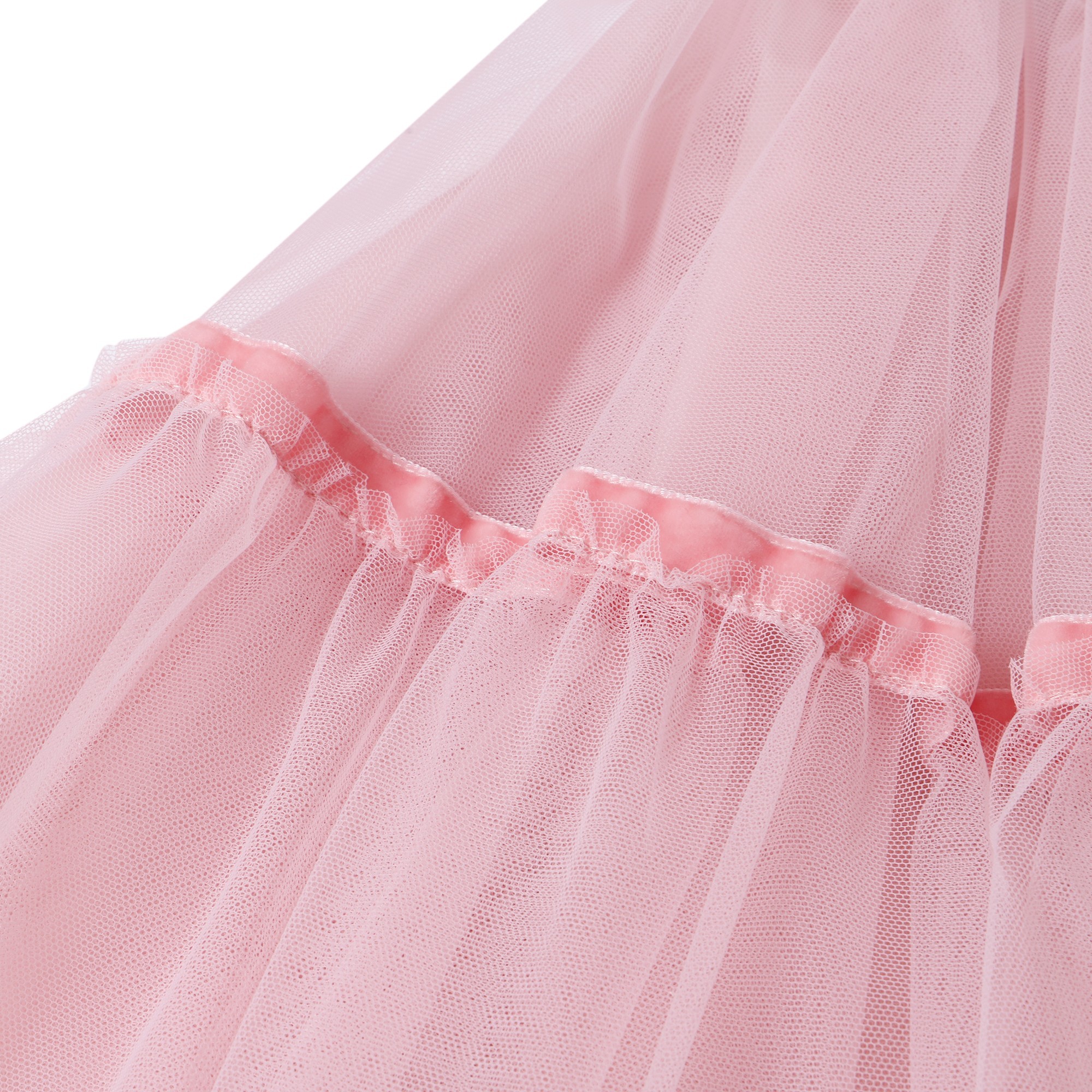 Girls Pink Chiffon & Satin Ribbon Skirt