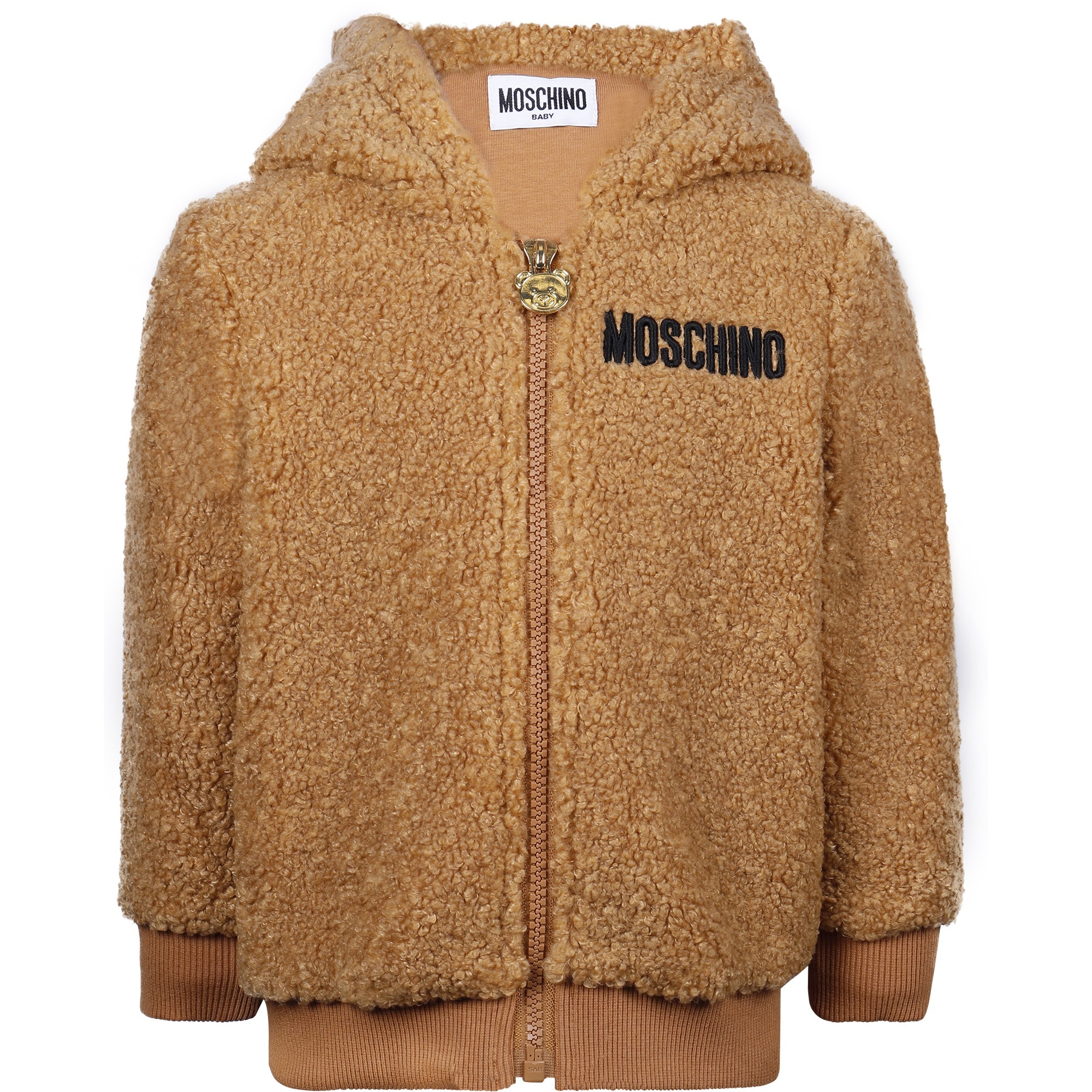Moschino Baby Teddy Hood Jacket in Brown —