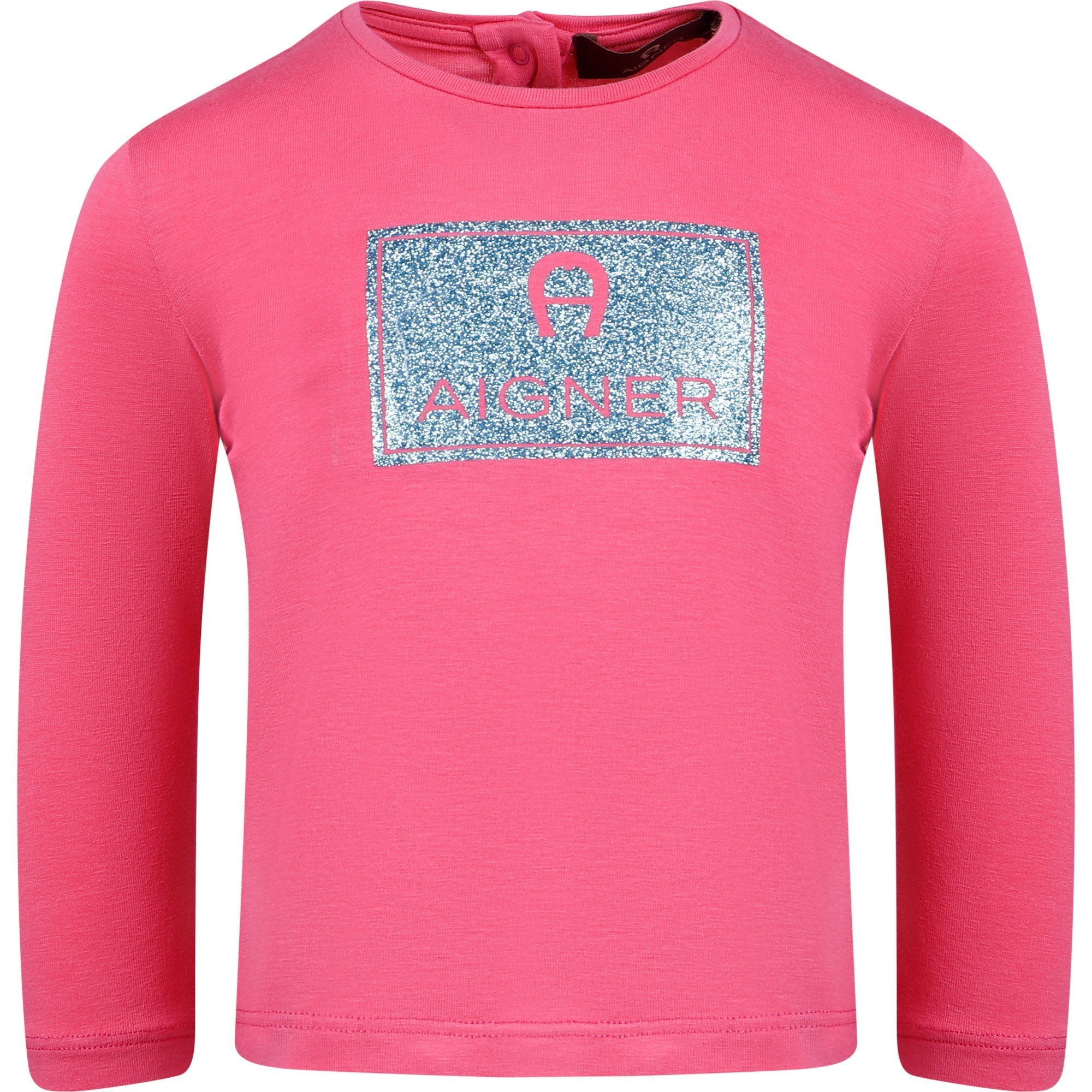 Aigner Kids Baby Pink Silver Glitter Logo TShirt