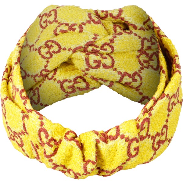 Girls Tweed GG Turban Headband in Yellow