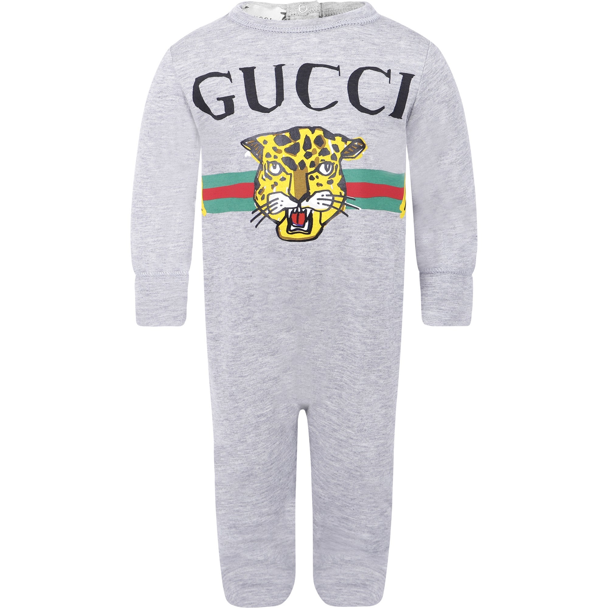 Gucci Baby Leopard Onesie in Grey —