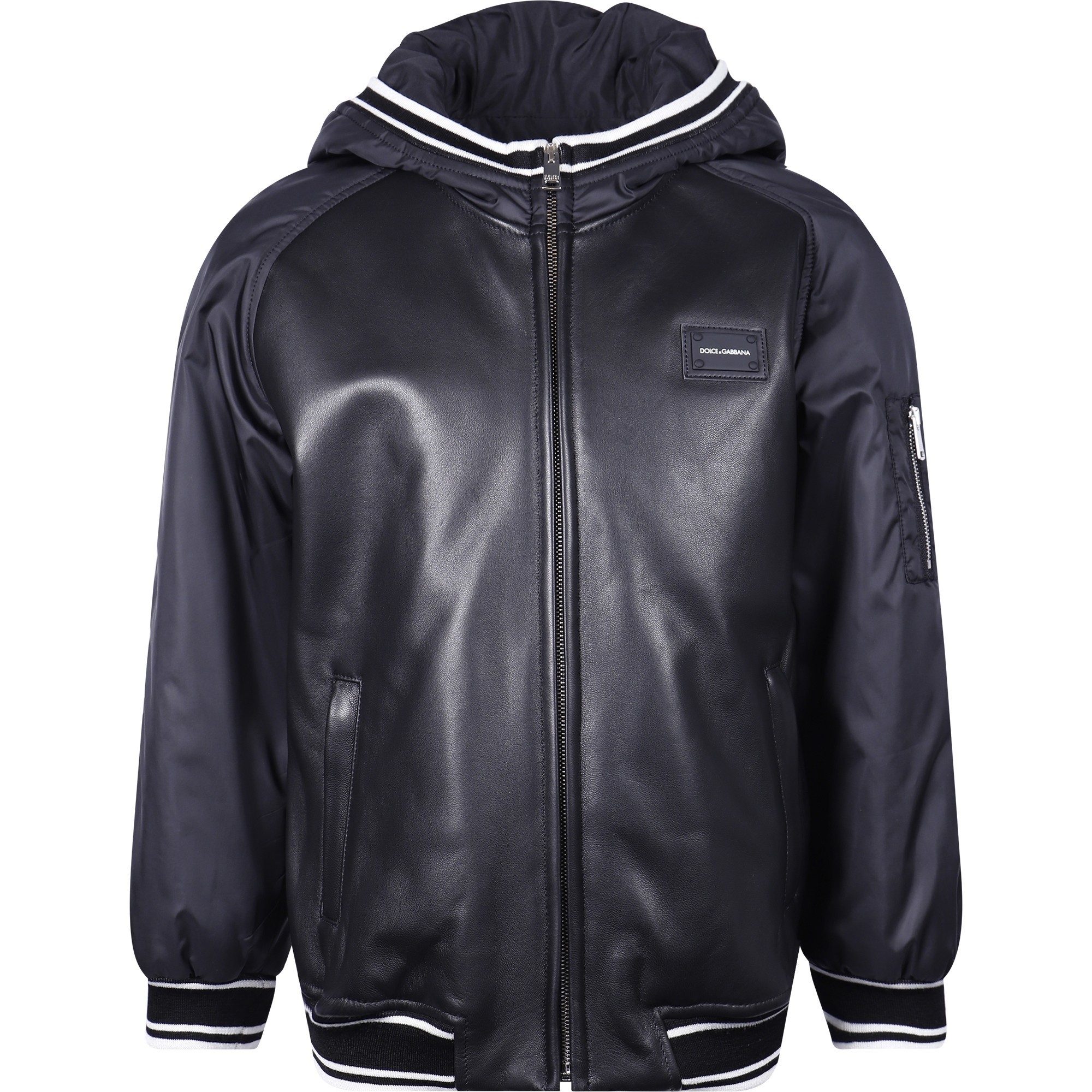 Boys hooded leather jacket Outlet