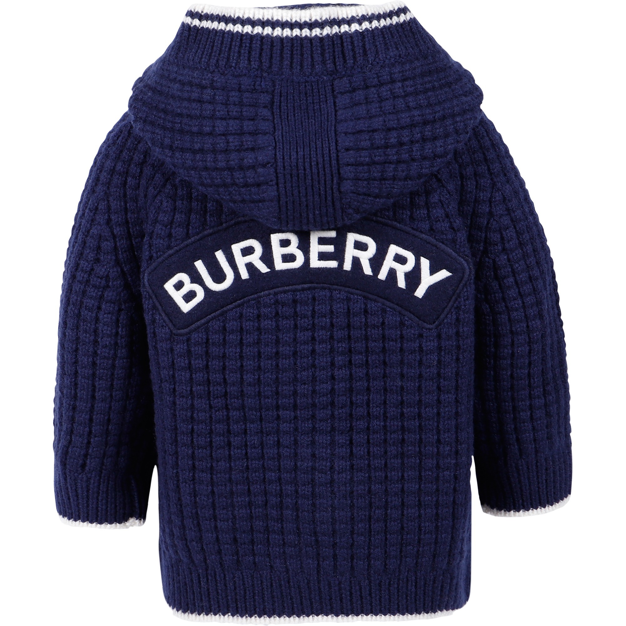 Burberry Baby Hooded Teddy Knit Sweater in Navy