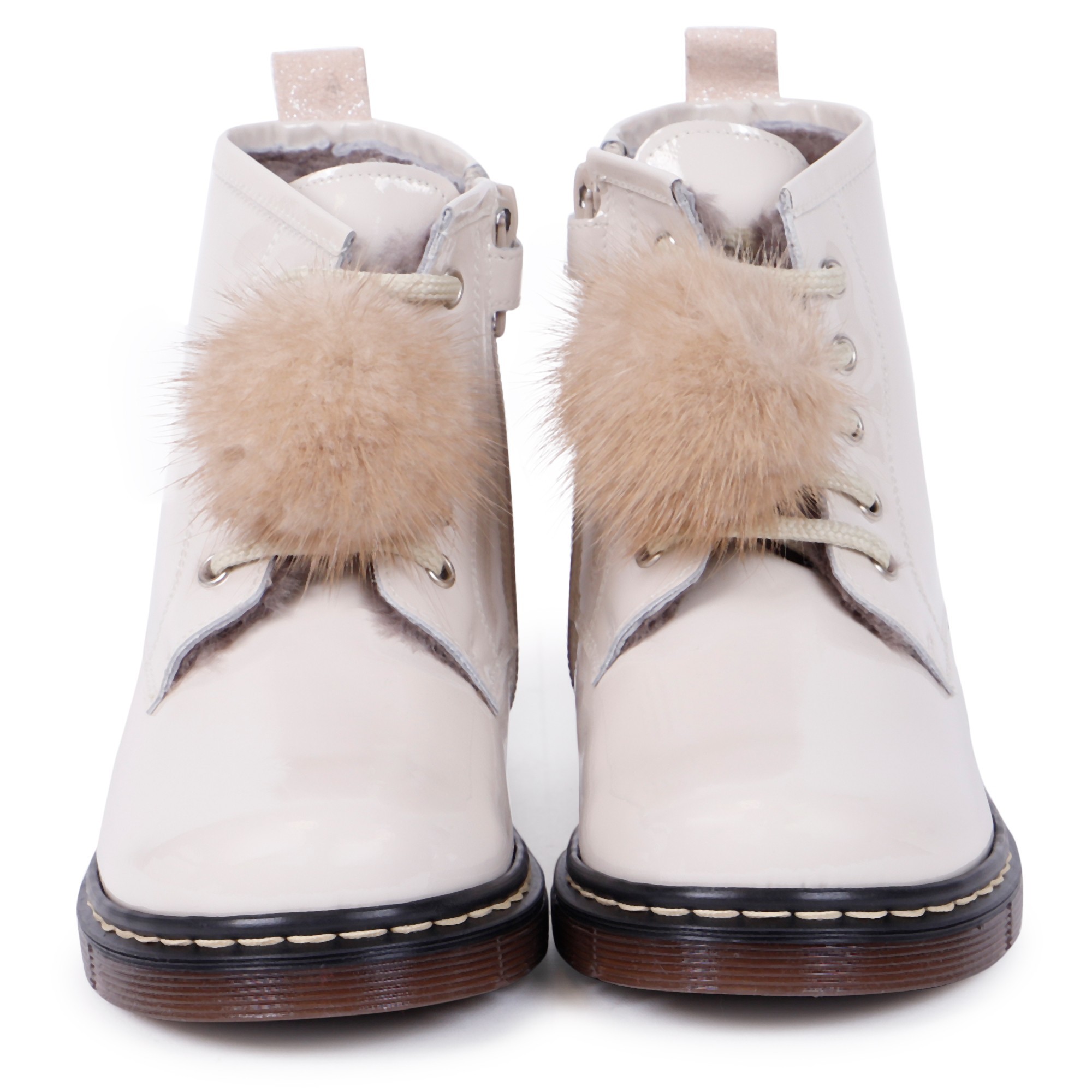 Monnalisa Girls Pom Pom LaceUp Boots