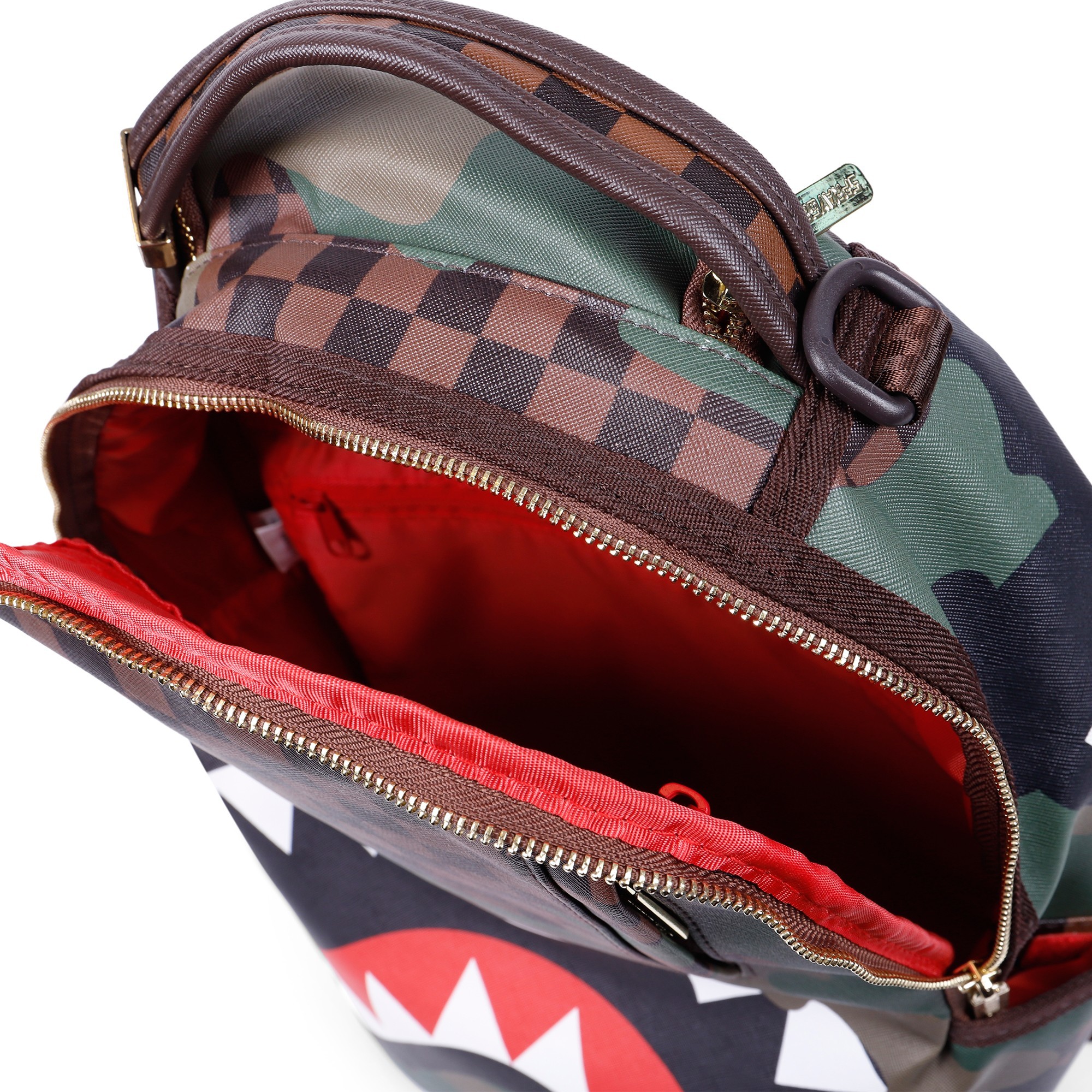 checkered camo shark backpack