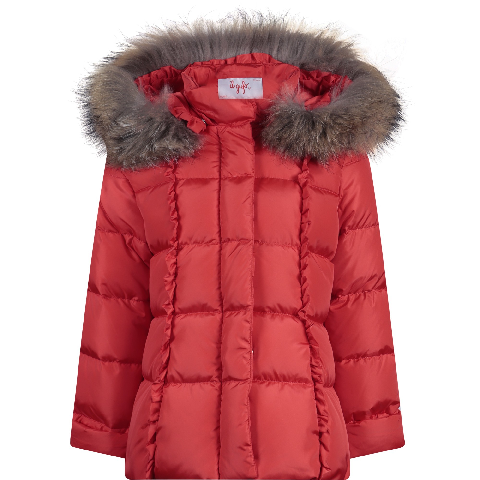 Red coat with fur trim hood clearance