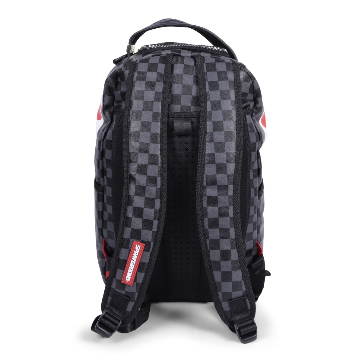 Sprayground Checkered Shark Backpack in Black & Grey