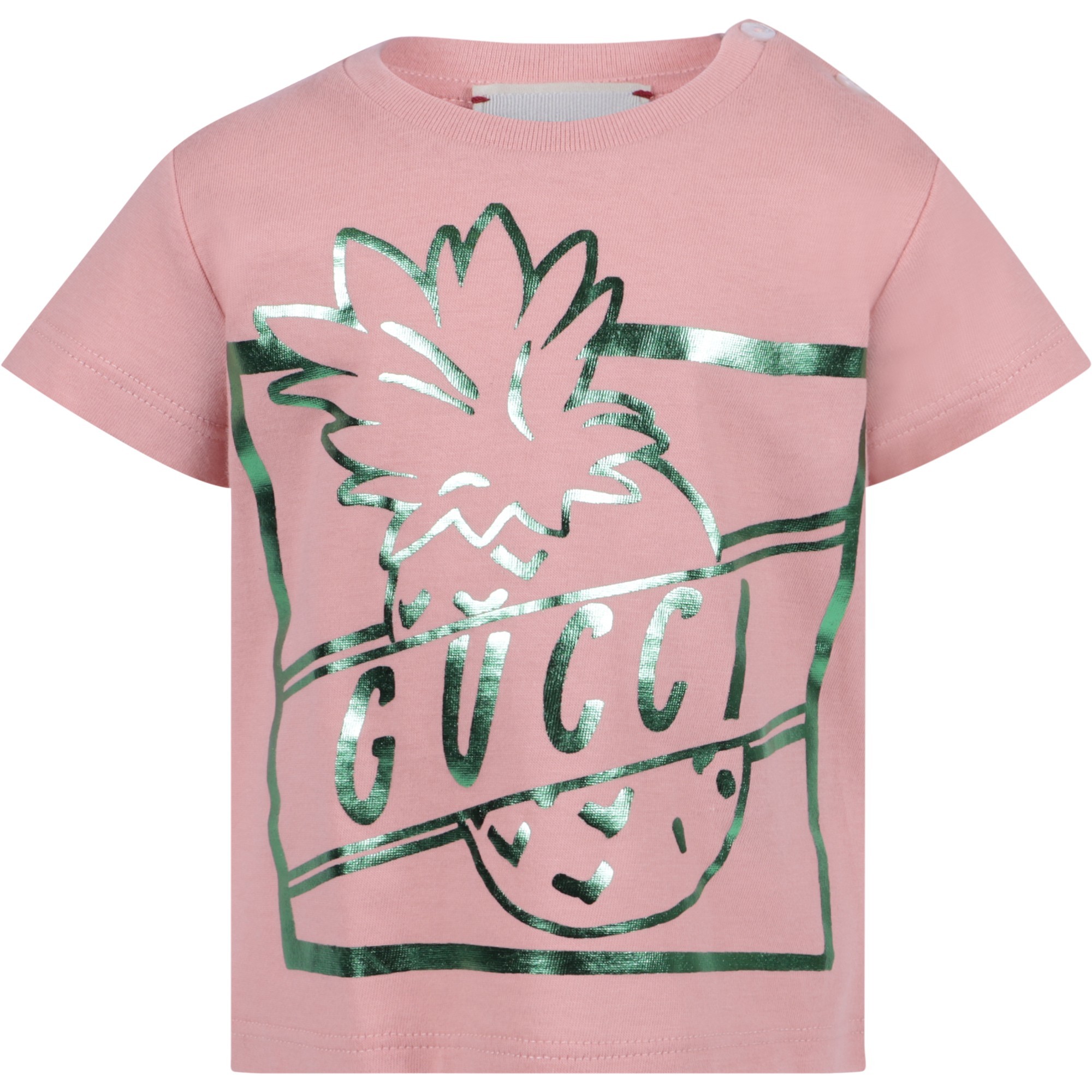 Gucci Baby Metallic Strawberry TShirt in Pink