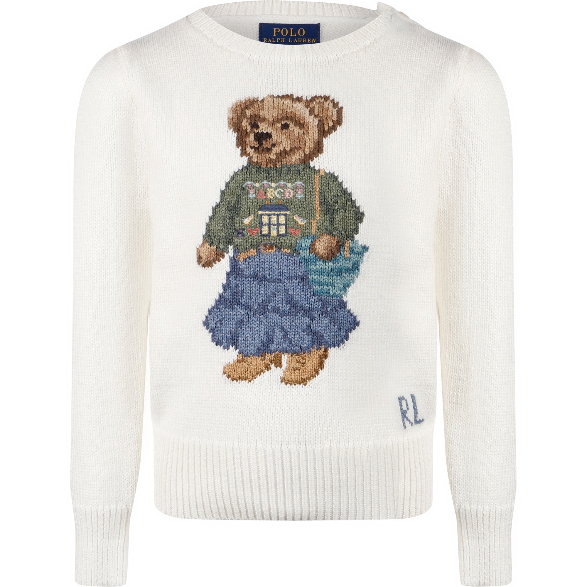 Ralph Lauren Baby Polo Bear Sweater in White