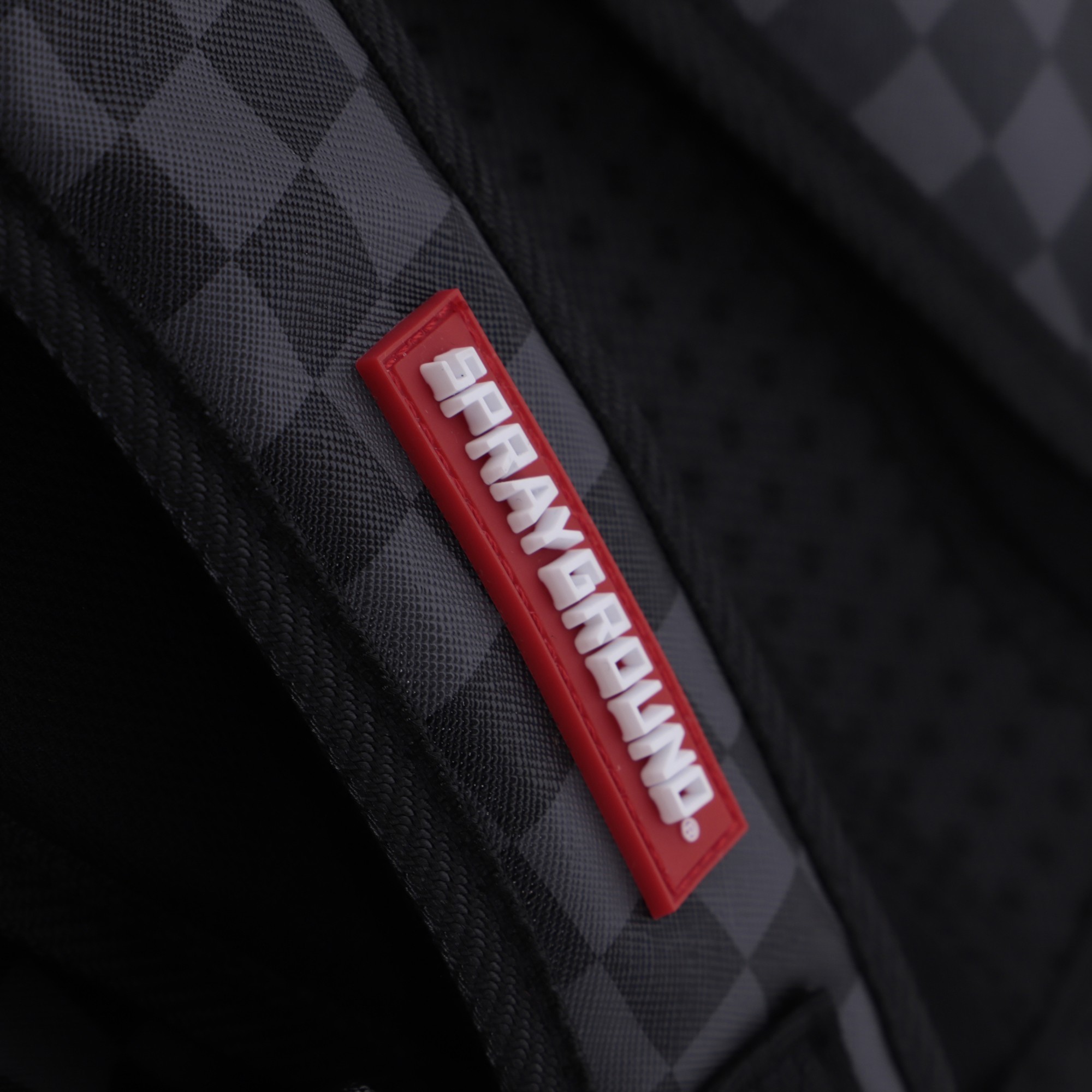 Sprayground Checkered Shark Backpack in Black & Grey —