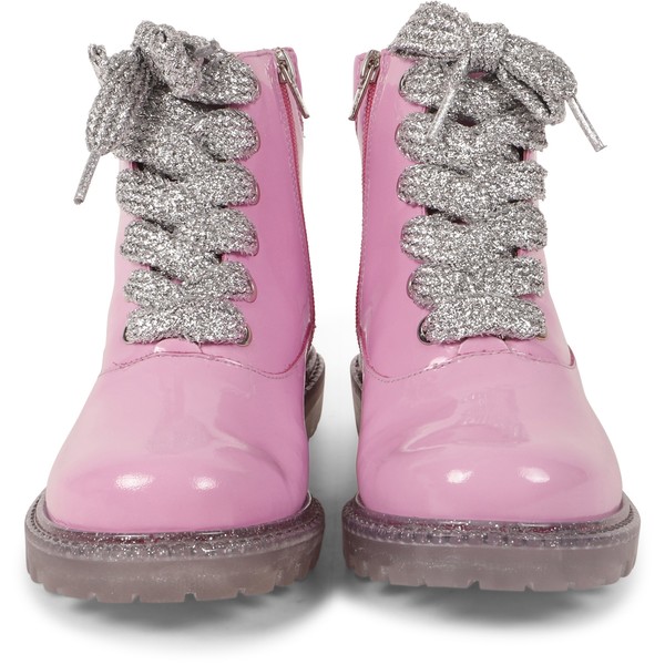 Sophia ster Girls Pink Patent Leather Combat Boots
