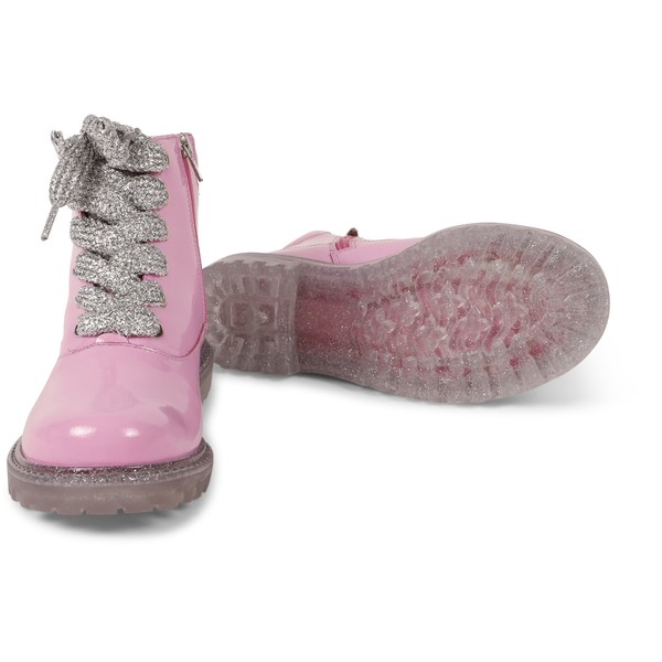 Sophia ster Girls Pink Patent Leather Combat Boots