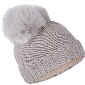DKNY Girls Knit Beanie Hat w//Double Pompom Ears with Gloves