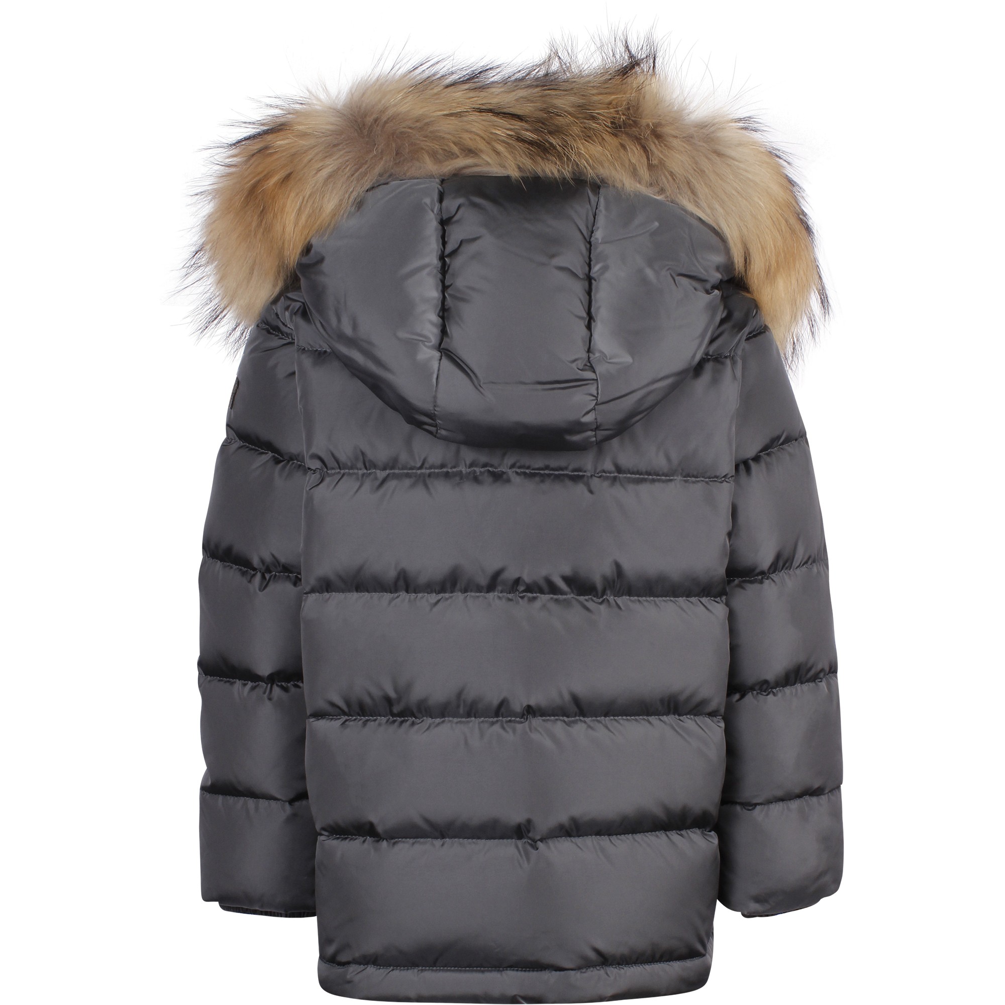 Il Gufo Boys Grey Coat with Fur Trim Hood