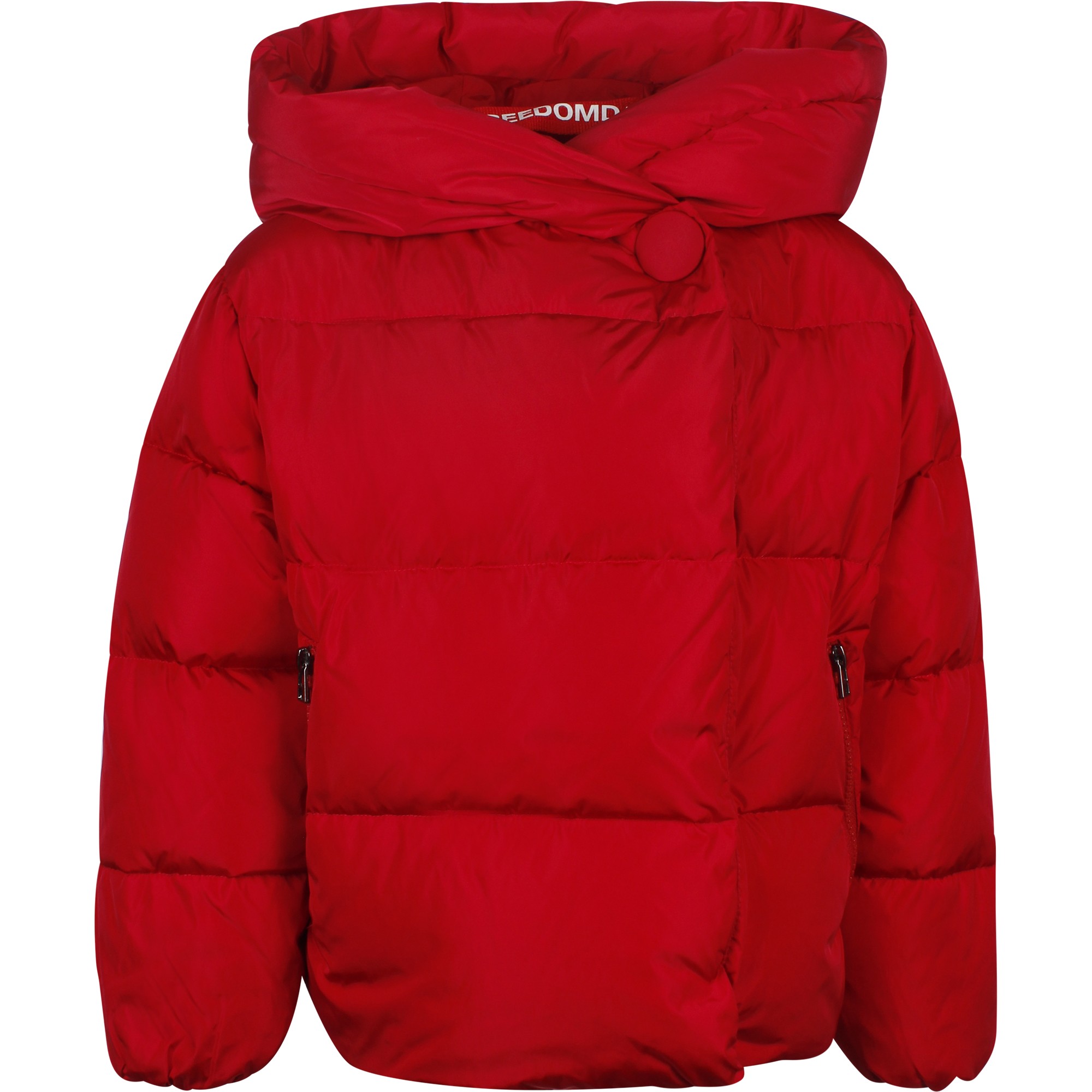 red padded coat