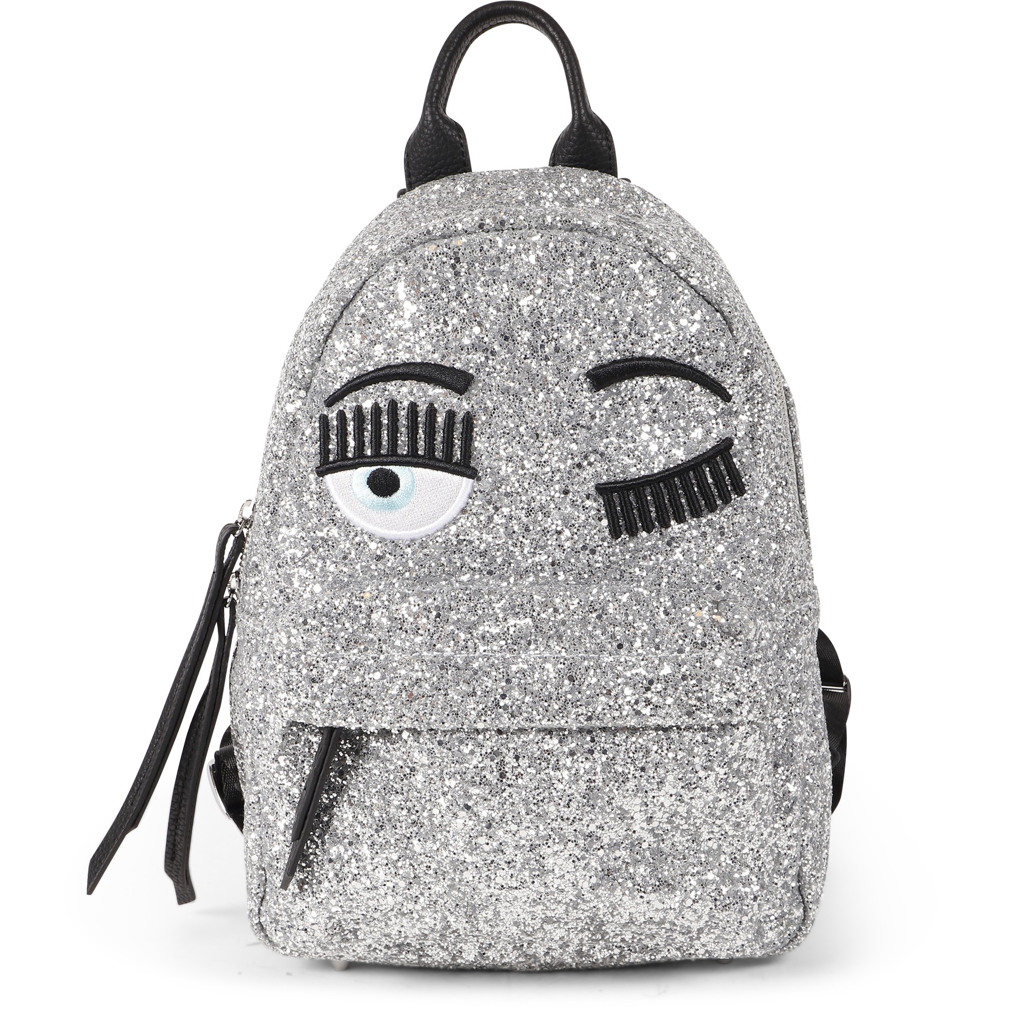 Chiara Ferragni Girls Silver Sparkle Wink Backpack Bambinifashion Com