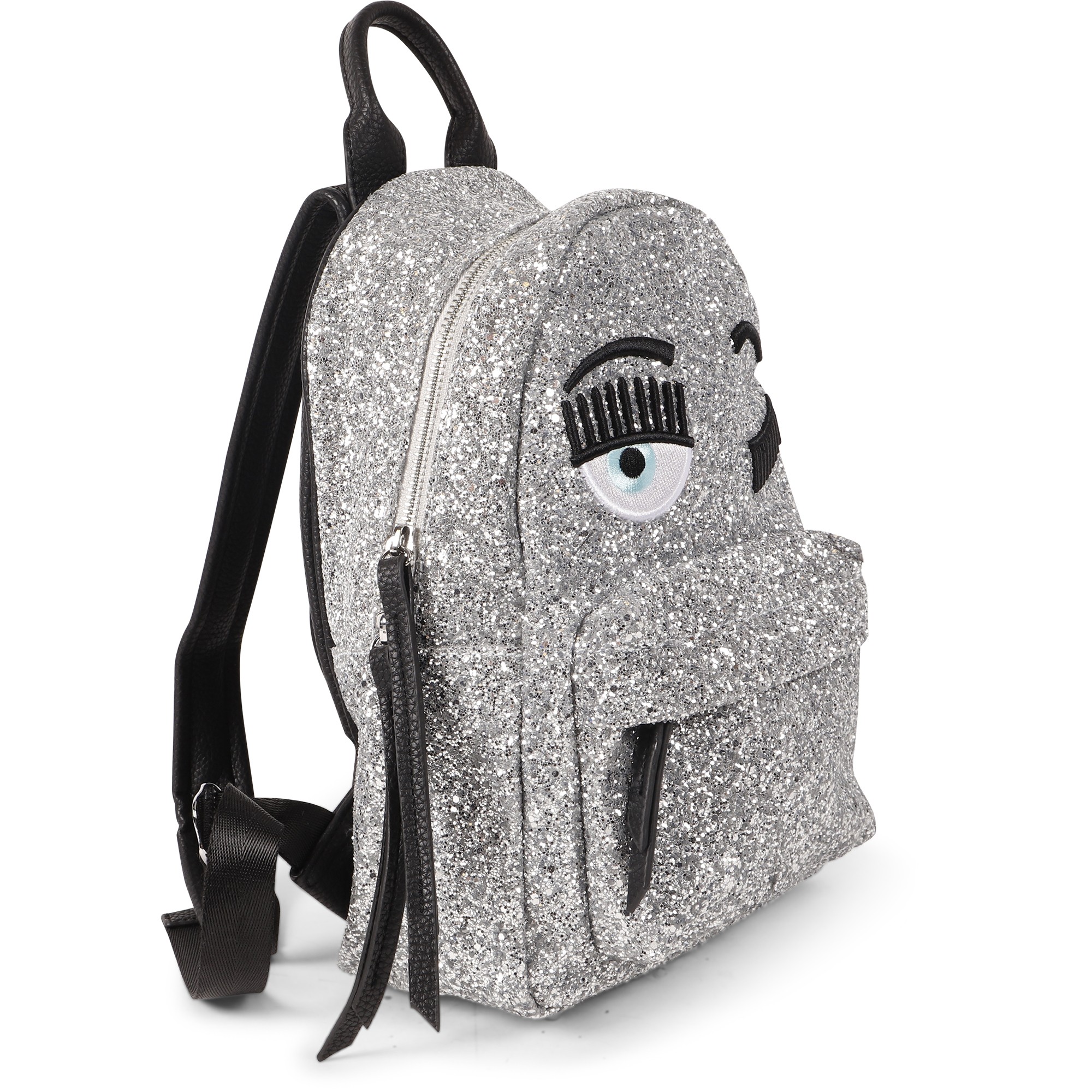 Chiara Ferragni Girls Silver Sparkle Wink Backpack Bambinifashion Com