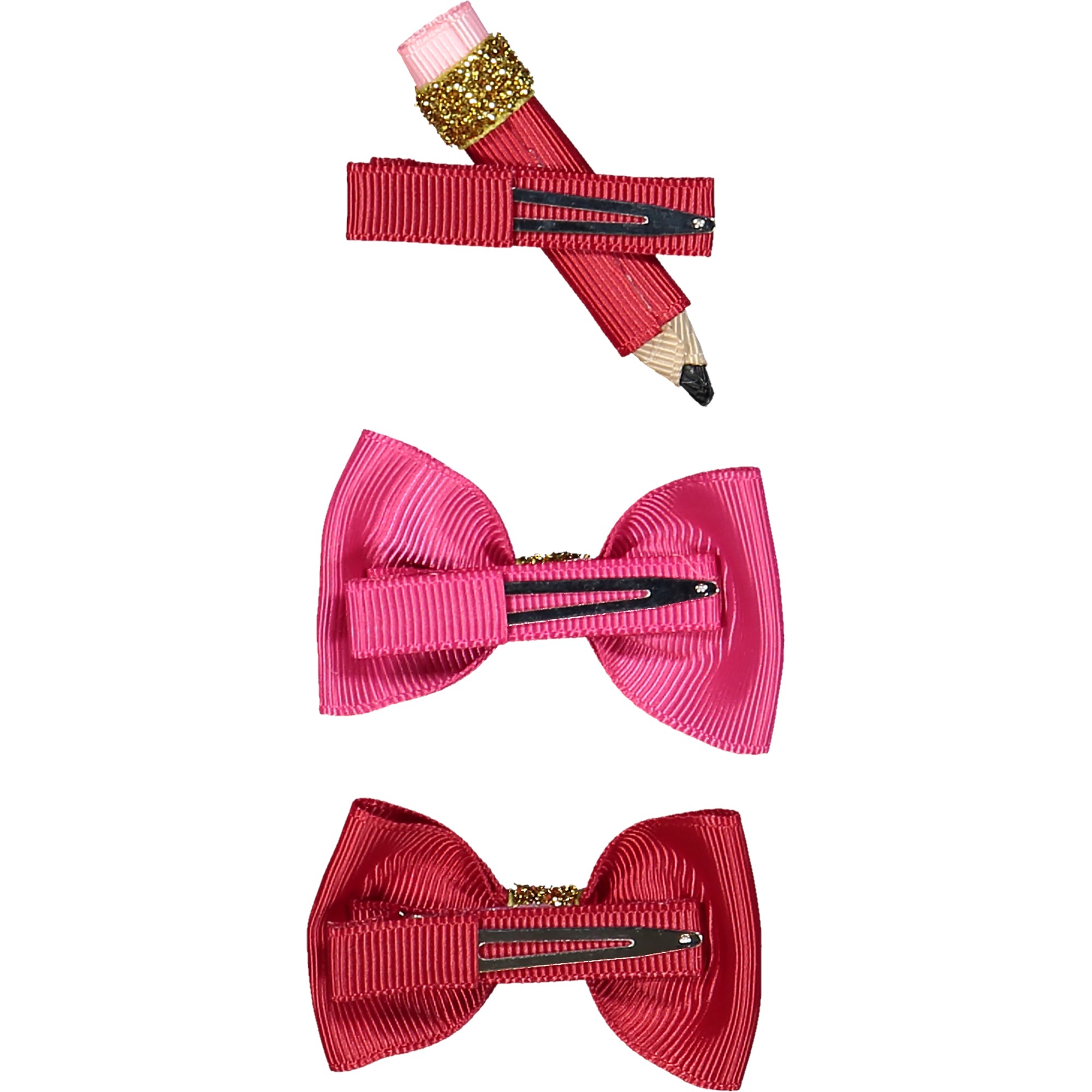 Milledeux Girls Scholastic Hair Clips in Red & Pink
