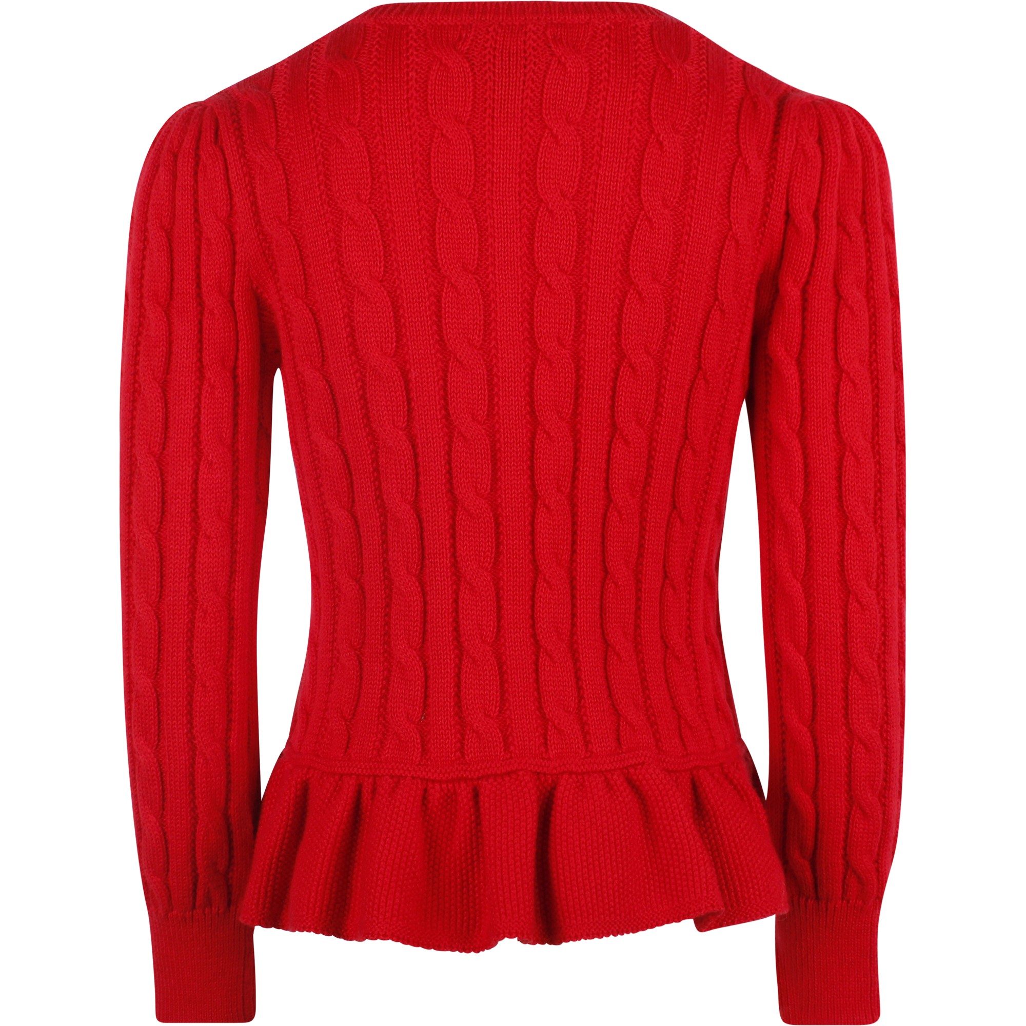 Polo Ralph Lauren Girls Ruffle Hem Cardigan in Red