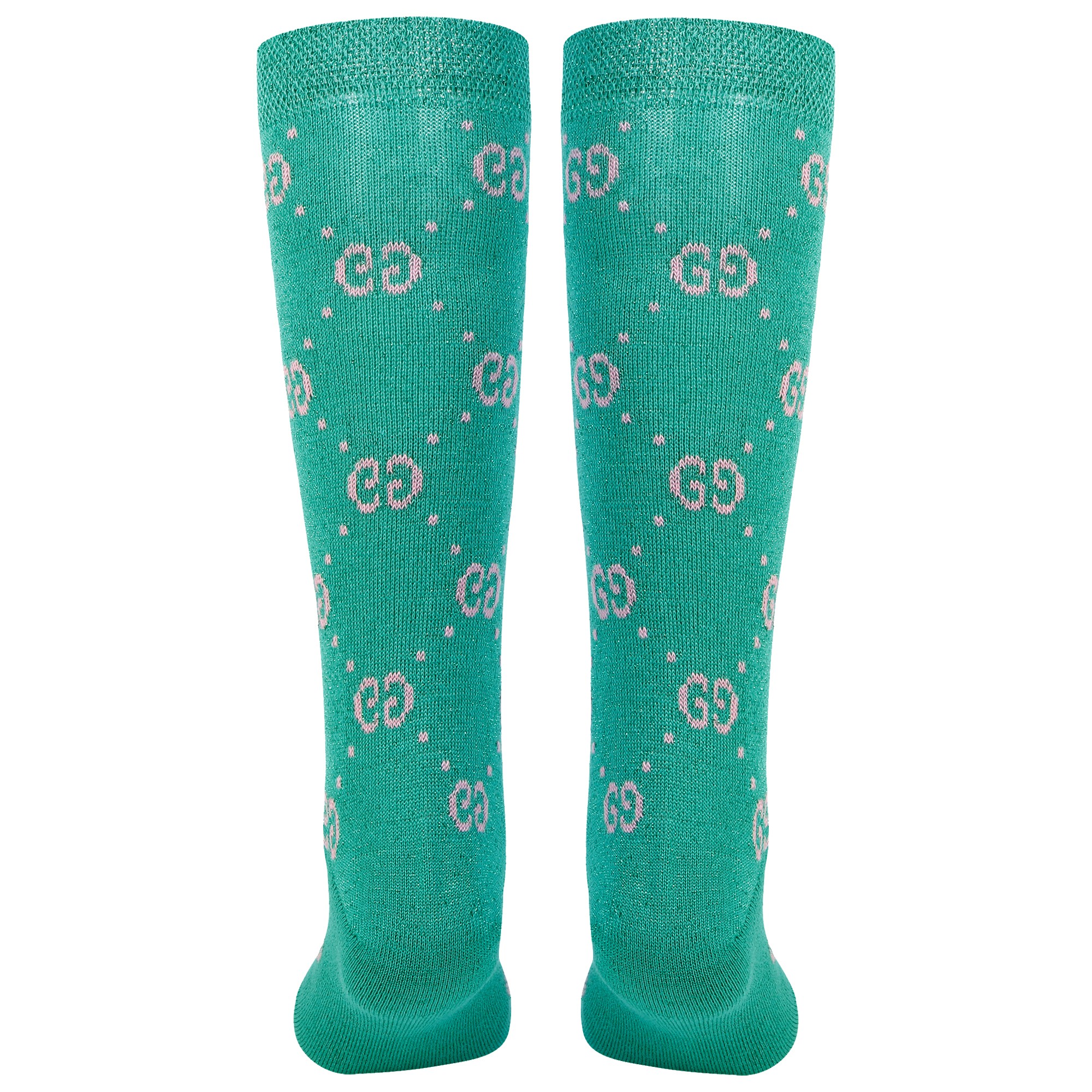 Gucci Sparkly "GG" Socks in Green for Girls