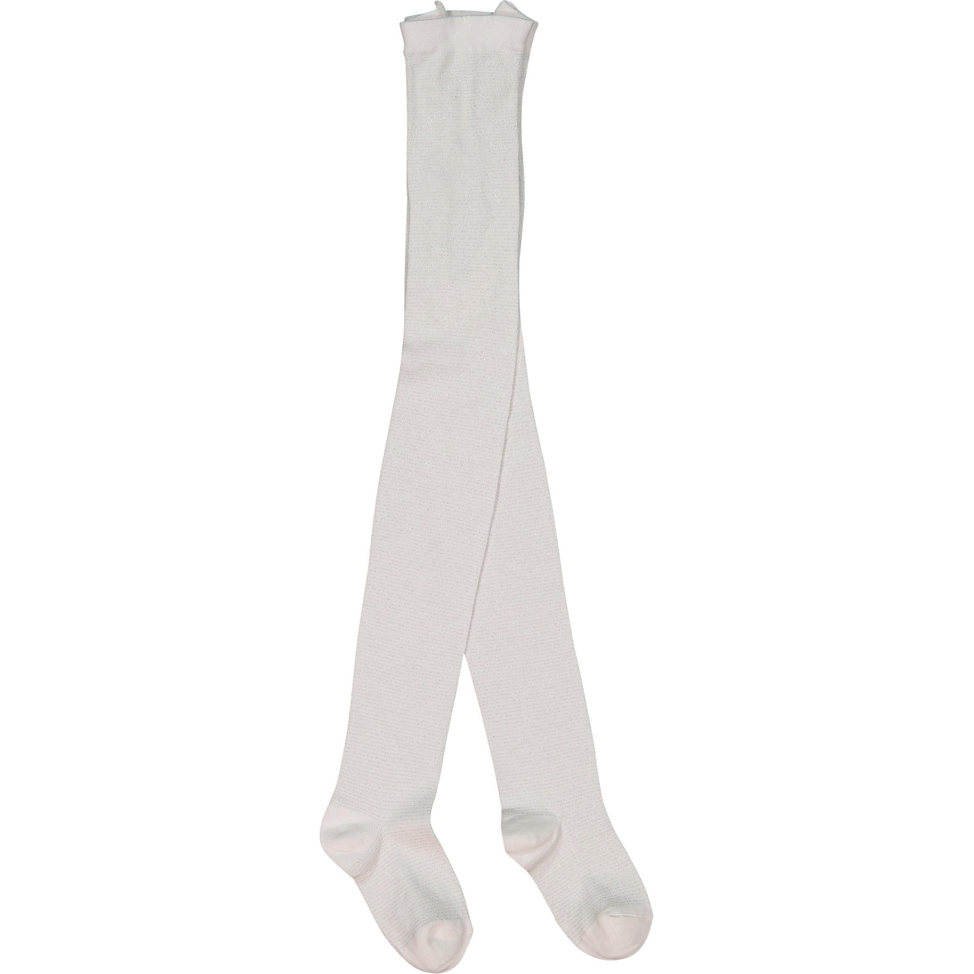 Story Loris Girls Cream Tights with Silver Stripe