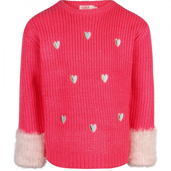 Billieblush Girls Embroidered Heart Sweater in Pink