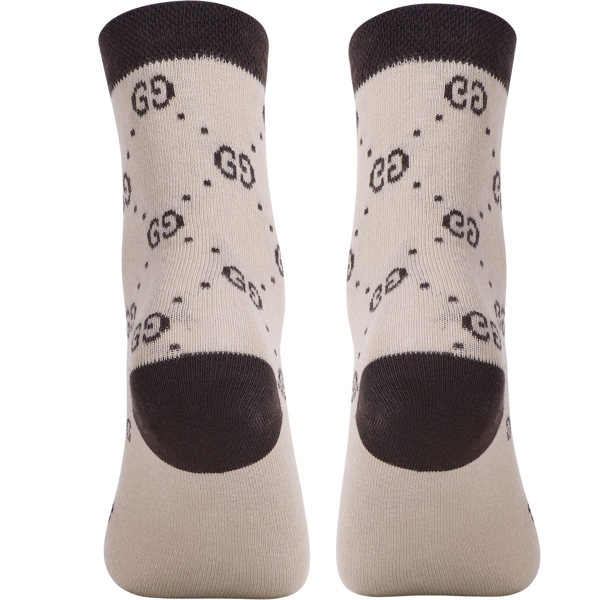 Gucci GG Knit Socks in Beige & Brown —