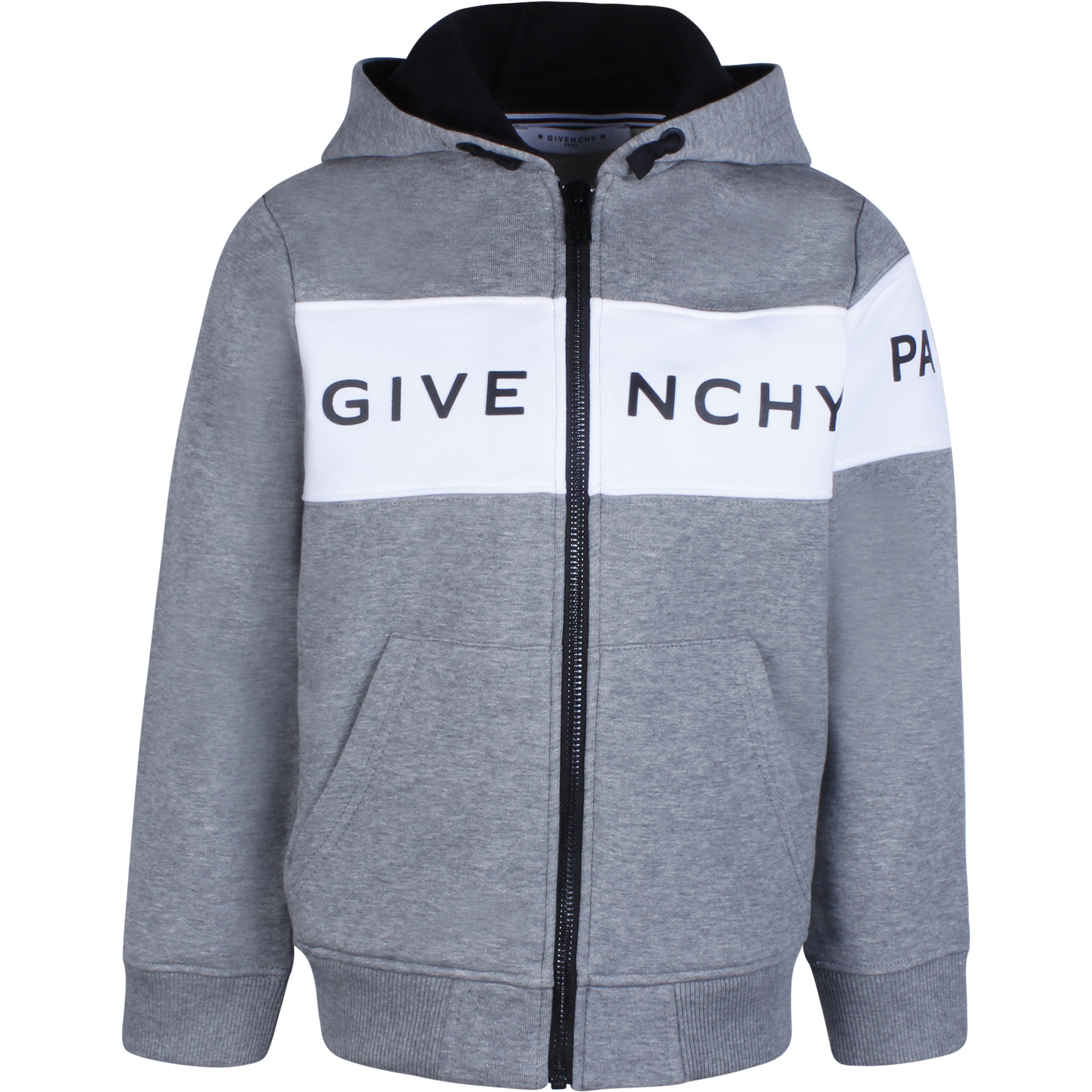 Givenchy Boys Zip-Up Logo Hoodie in Grey — BAMBINIFASHION.COM