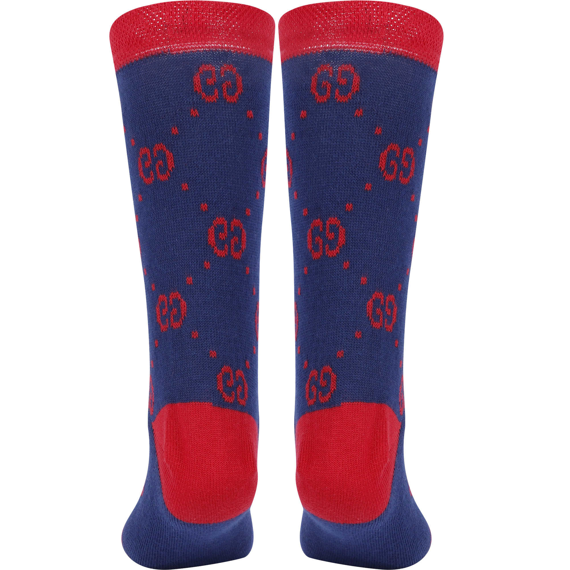 Gucci GG Knit Socks in Navy & Red —