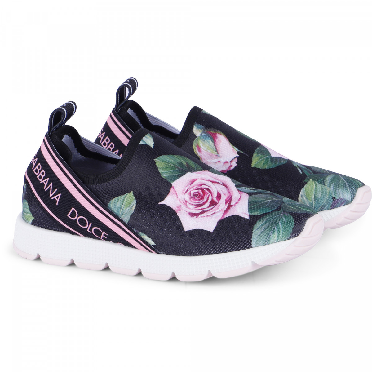 Dolce & Gabbana Girls Rose SlipOn Sneakers in Black