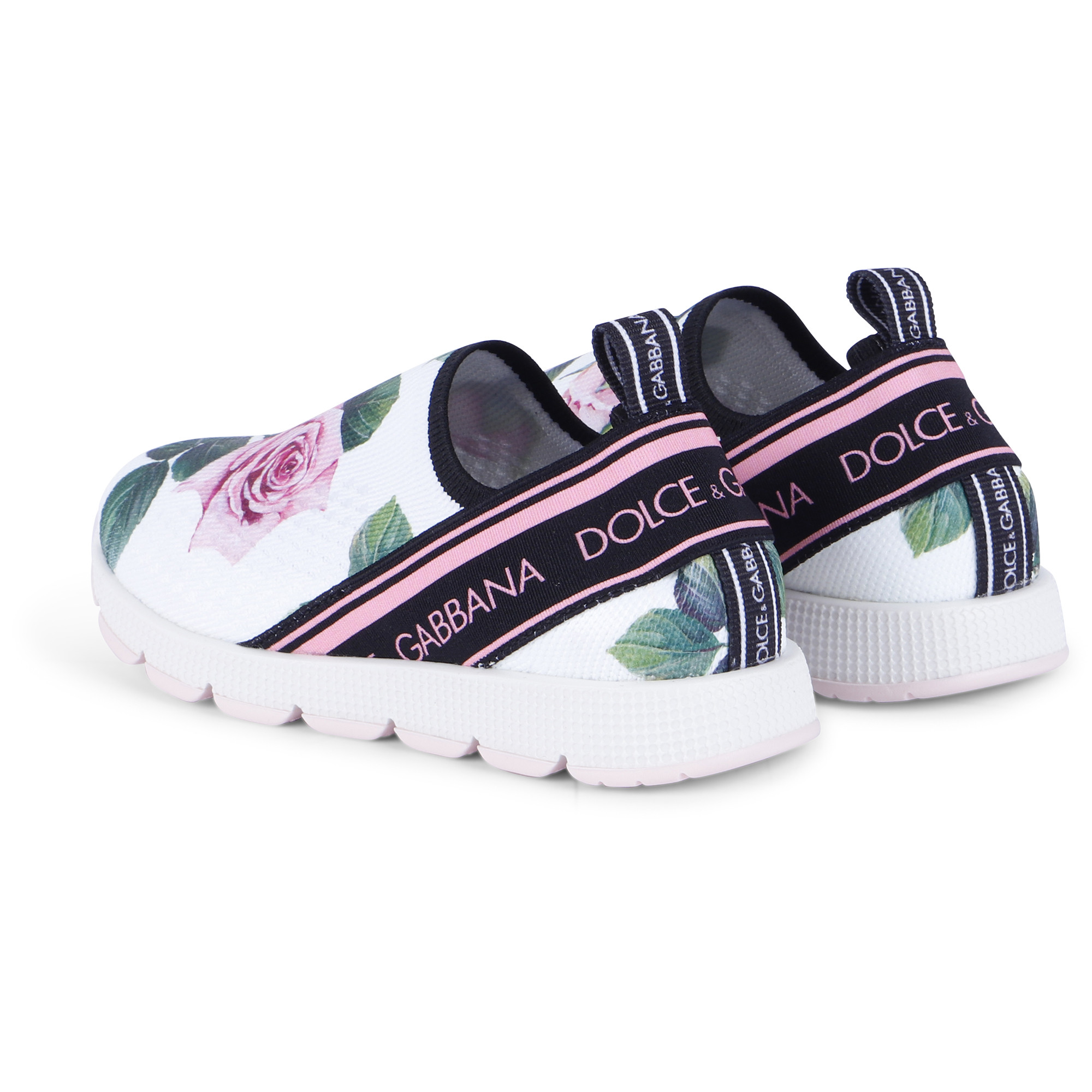 Dolce & Gabbana Girls Rose SlipOn Sneakers in White —