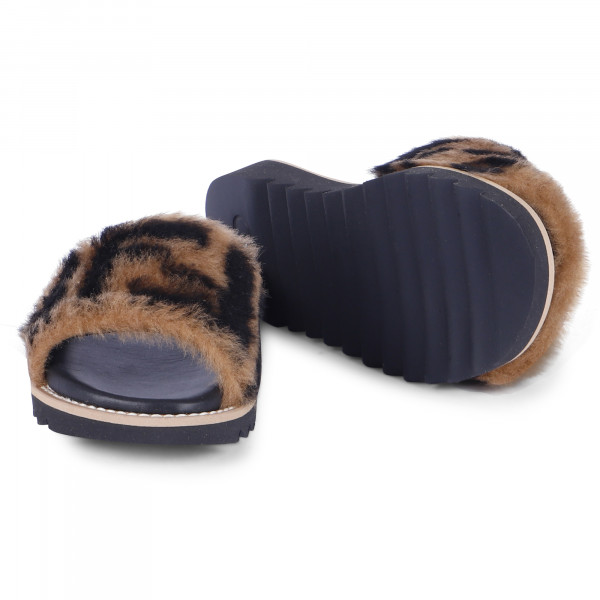 fuzzy footbed sandals